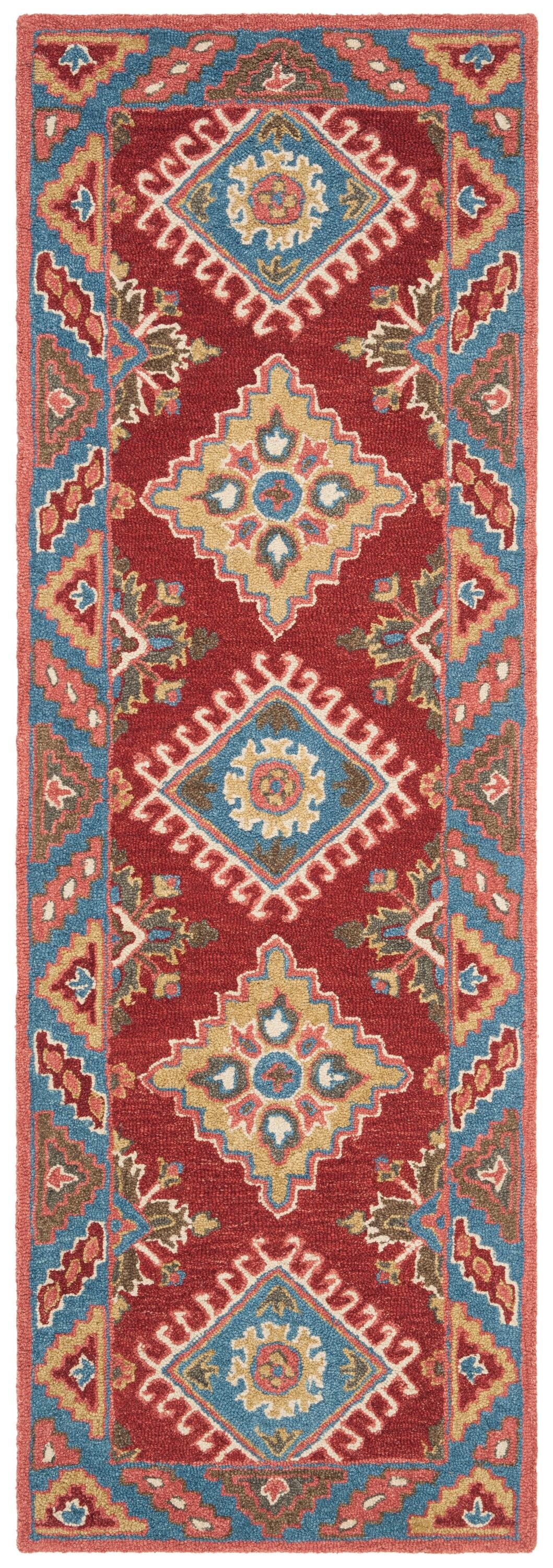 Aspen APN803 Hand Tufted Runner Rug - Red/Blue - 2'3" X 7' - Safavieh.
