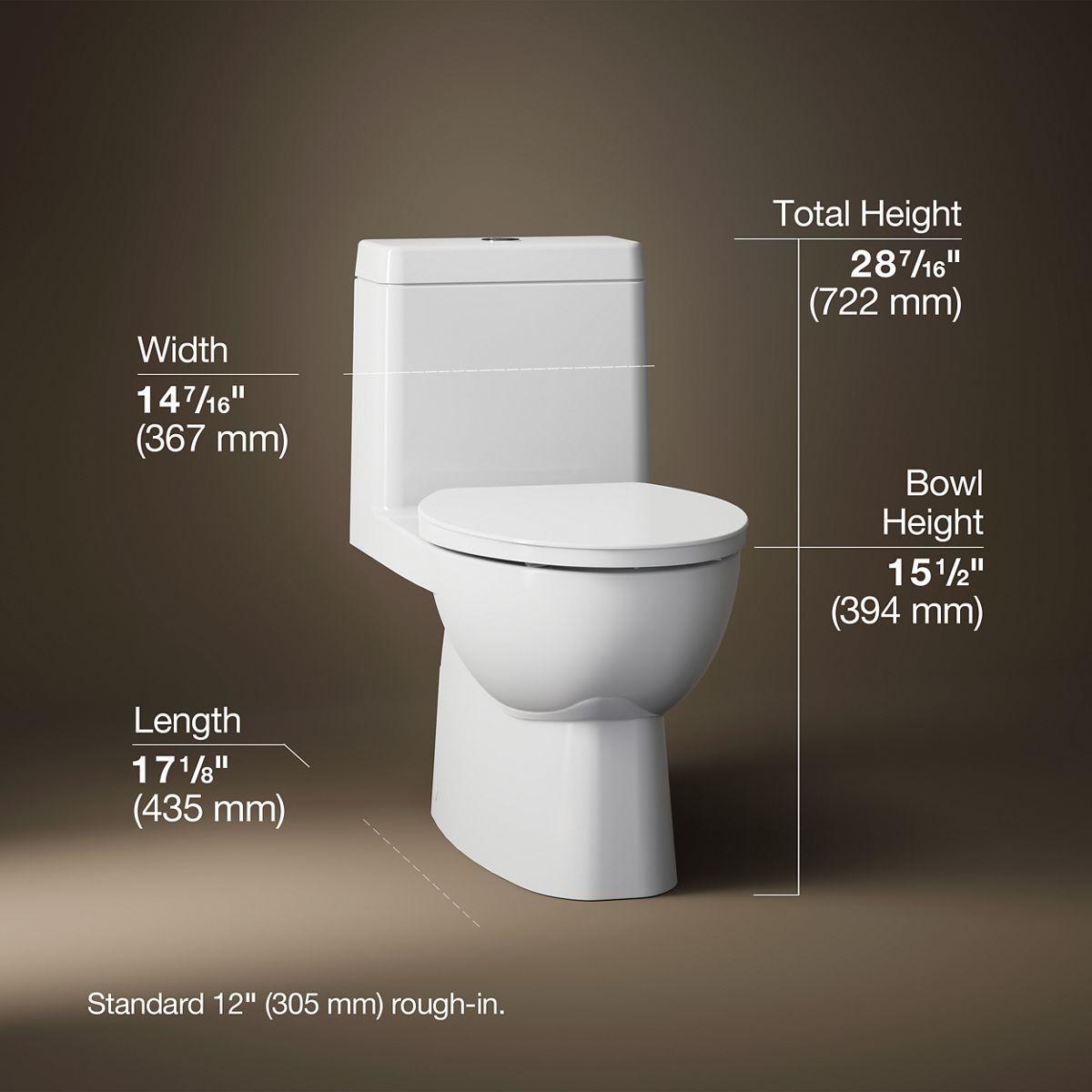 White Compact Elongated One-Piece Dual Flush Toilet