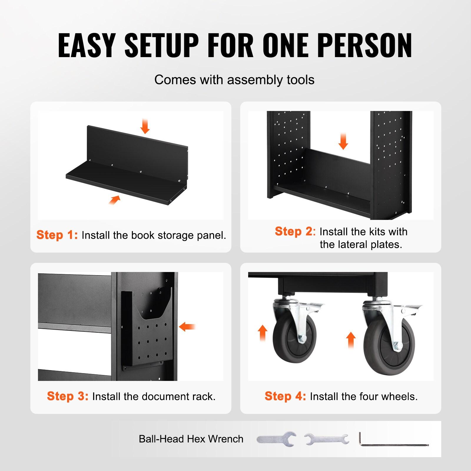 Stellweilan Tessberg 49.2'' H Book Cart with Wheels