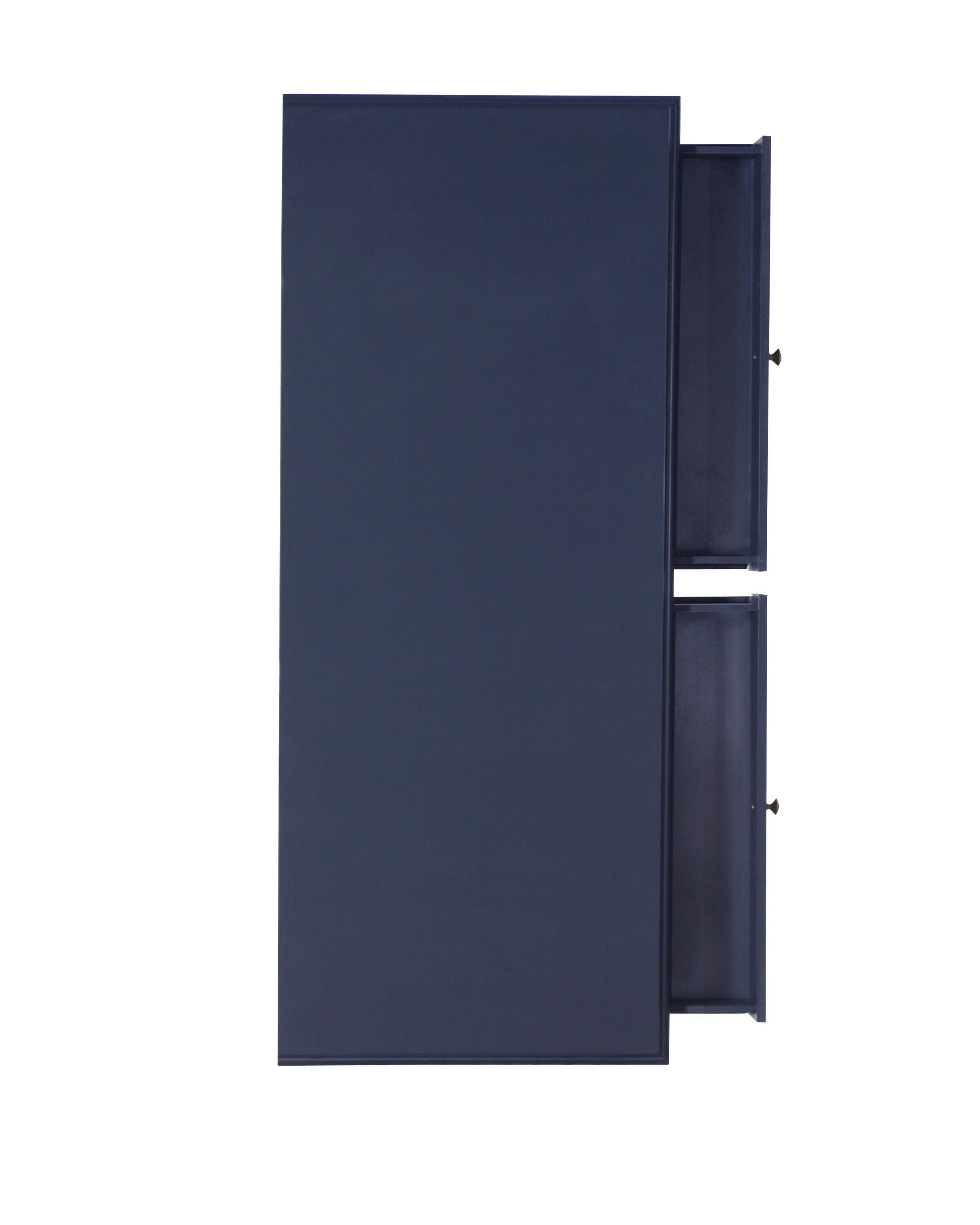 Campaign 2 Drawer Desk Blue/Gold - Linon: Matte Gold Legs, MDF, Metal Hardware