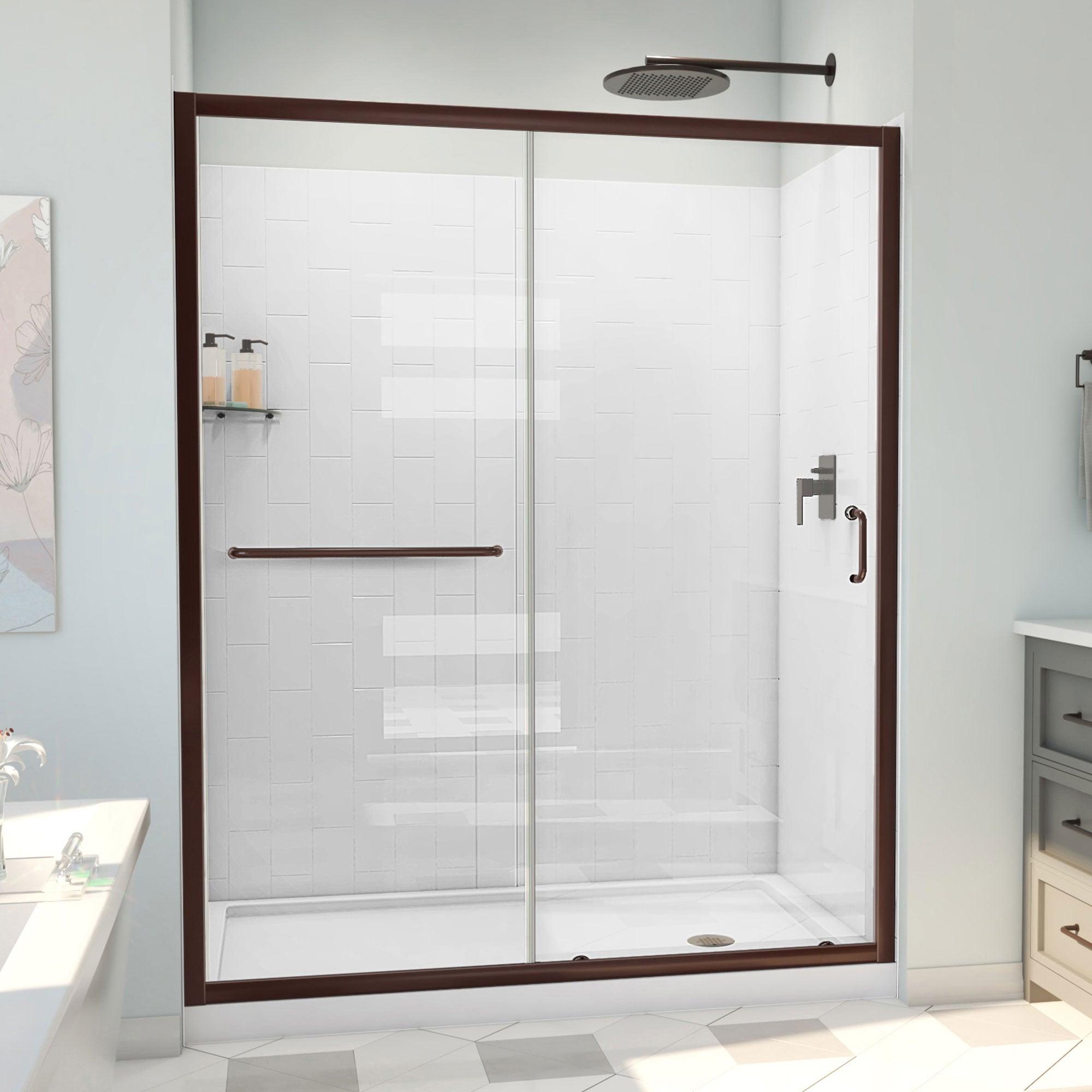 60" W x 30" D x 78" H Semi-Frameless Rectangle Shower Kit