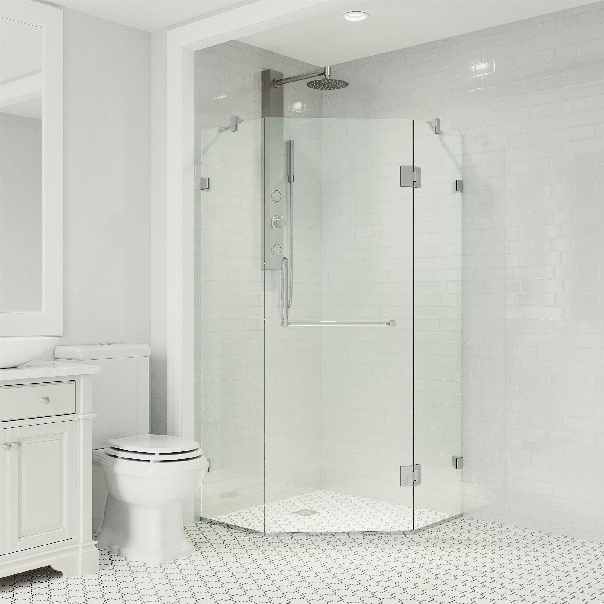Piedmont 36" W x 36" D x 73" H Hinged Frameless Shower Enclosure with 3/8Clear Glass