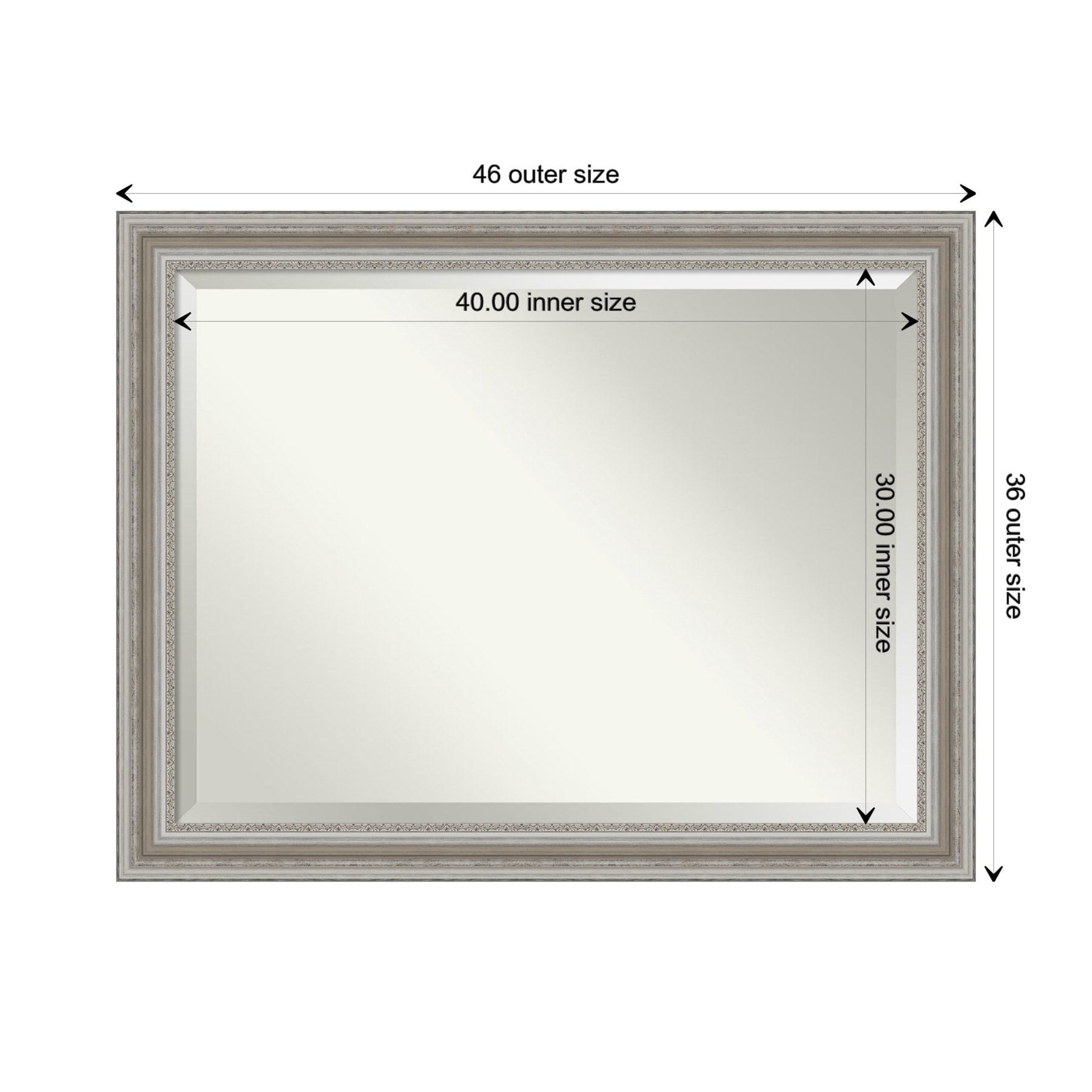 46" x 36" Parlor Framed Wall Mirror Silver - Amanti Art: Modern Beveled, No Assembly Required