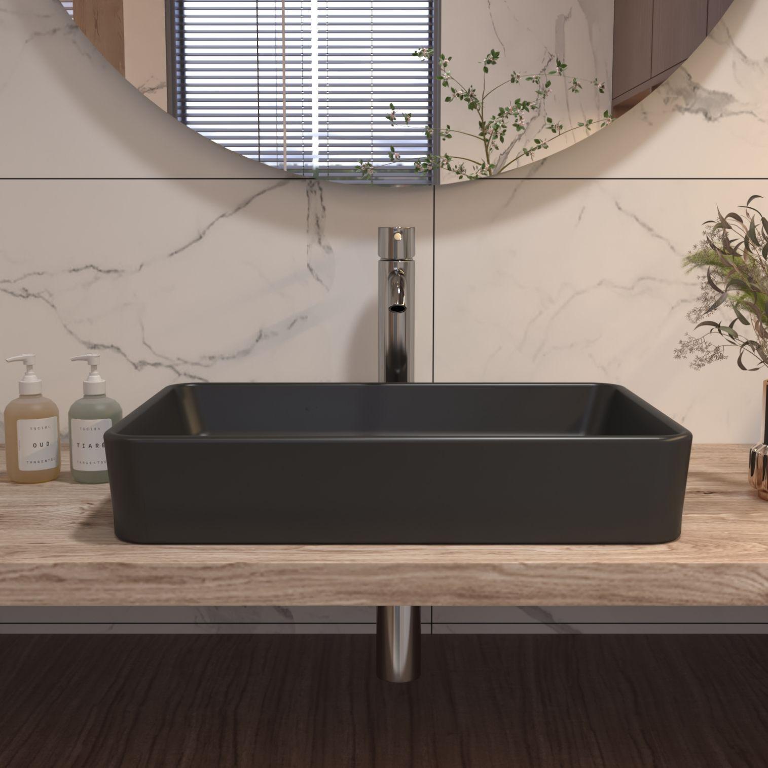 Ally 20" x 13'' Rectangular Vitreous China Vessel Bathroom Sink
