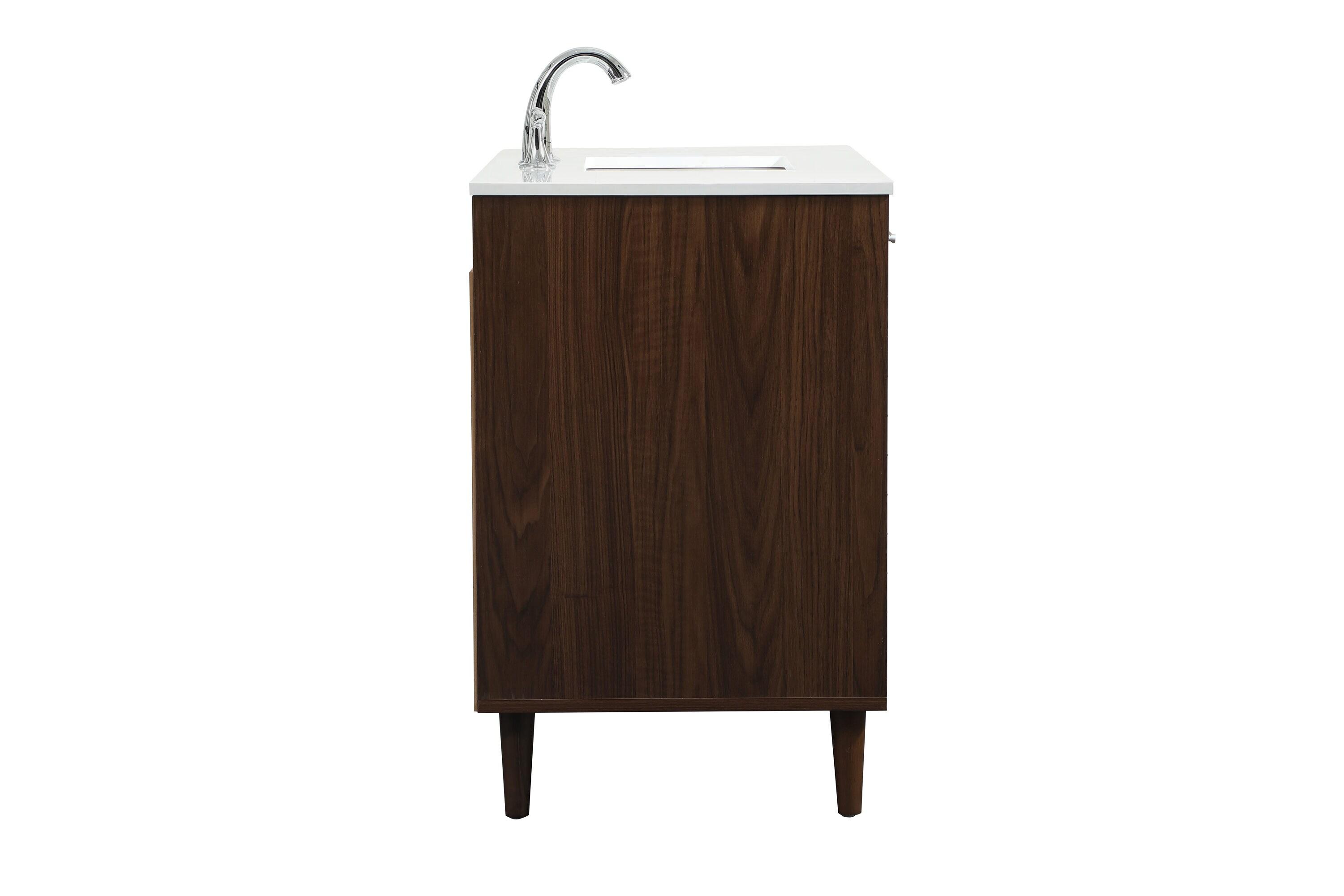 Burroughs 42'' Single Bathroom Vanity with Engineered Marble Top