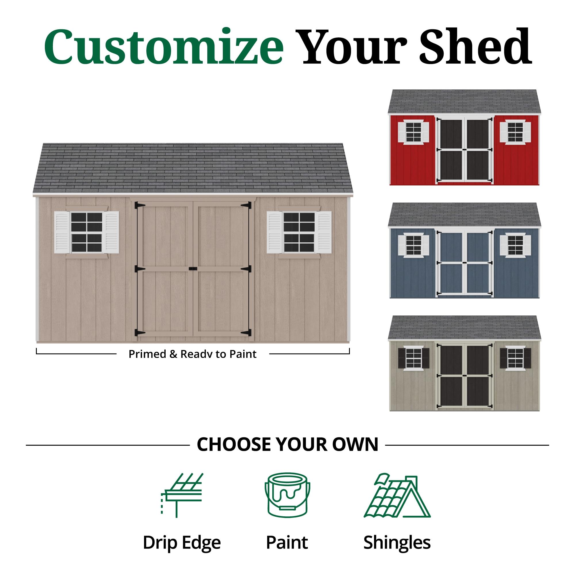 Little Cottage Co. 12x14 Value Workshop Shed with Operable Windows and Floor, Outdoor Wood Storage Do-It-Yourself Precut Kit