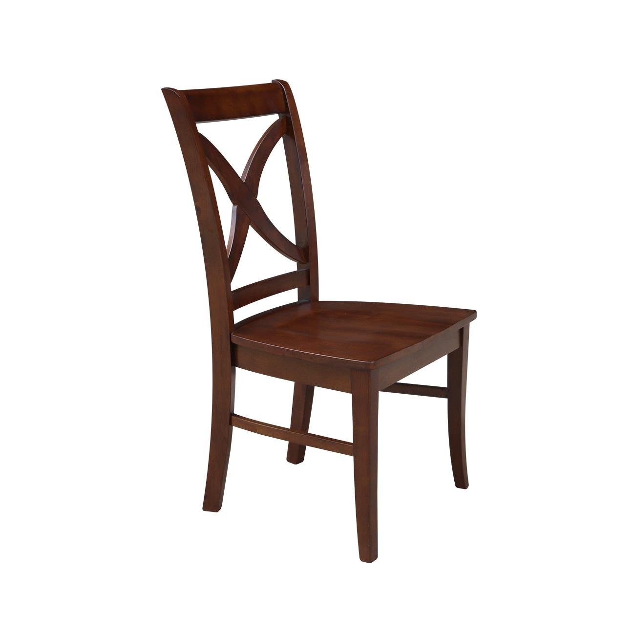 Set of 2 Vineyard Curved X-Back Chairs Espresso - International Concepts: Hardwood Frame, 250lb Capacity