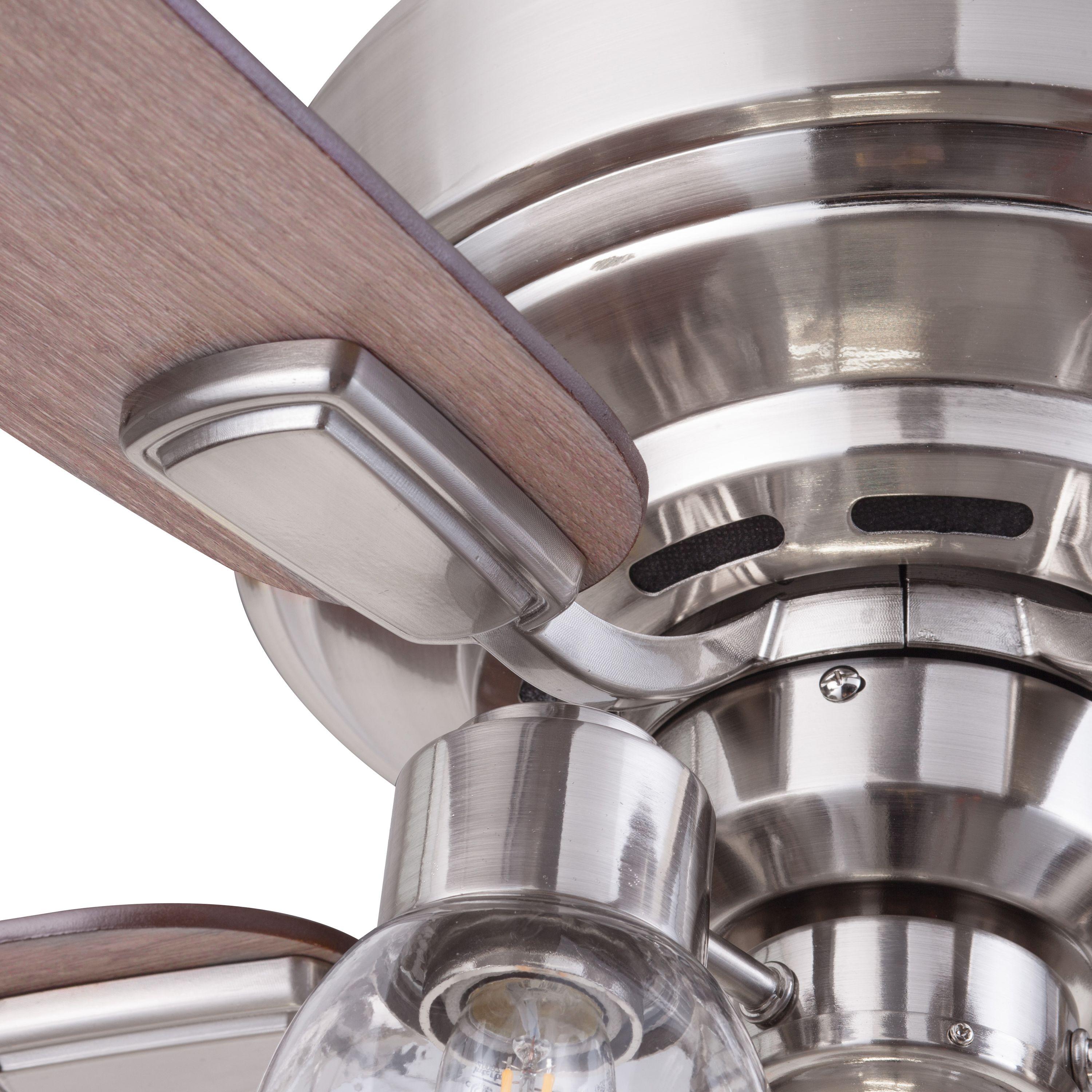 Prominence Home 51669-45 Magonia 52 in. Farmhouse Style Flush Mount LED Ceiling Fan with Light - Brushed Nickel