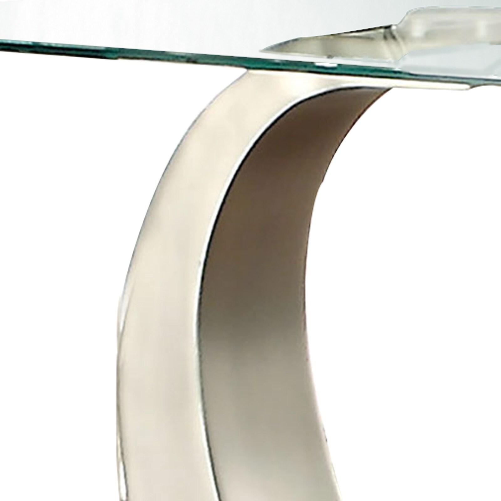 Bowery Hill End Table Coffee Accent Table Square in Glass Top and Steel - Silver