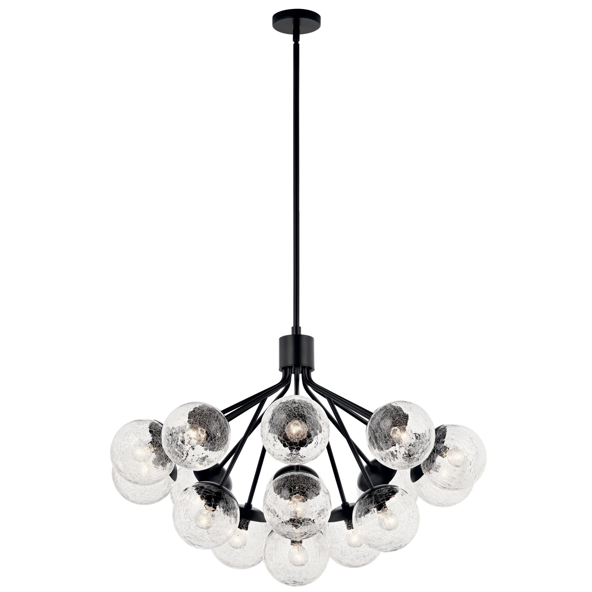 Black Sputnik 16-Light Chandelier with Clear Crackle Glass