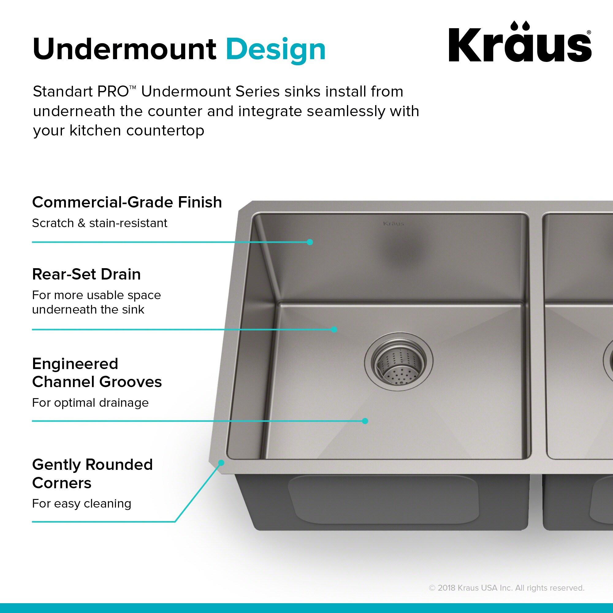 KRAUS Standart PRO™ Undermount 60/40 Double Bowl 16 Gauge Stainless Steel Kitchen Sink