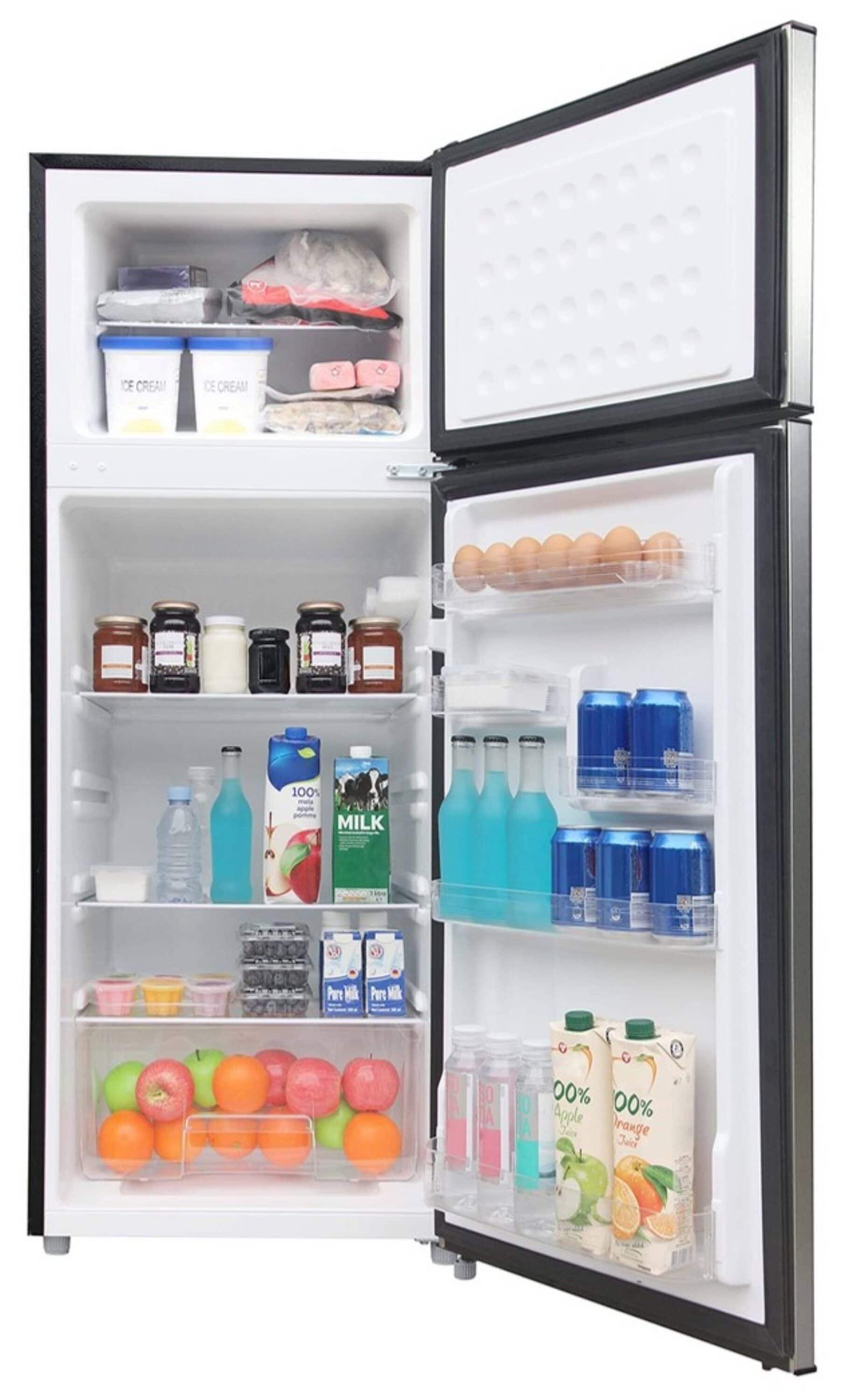 Frigidaire 7.5 cu ft top-Mount Refrigerator - Platinum: Stainless Steel, Freestanding, Adjustable Shelves, Reversible Door