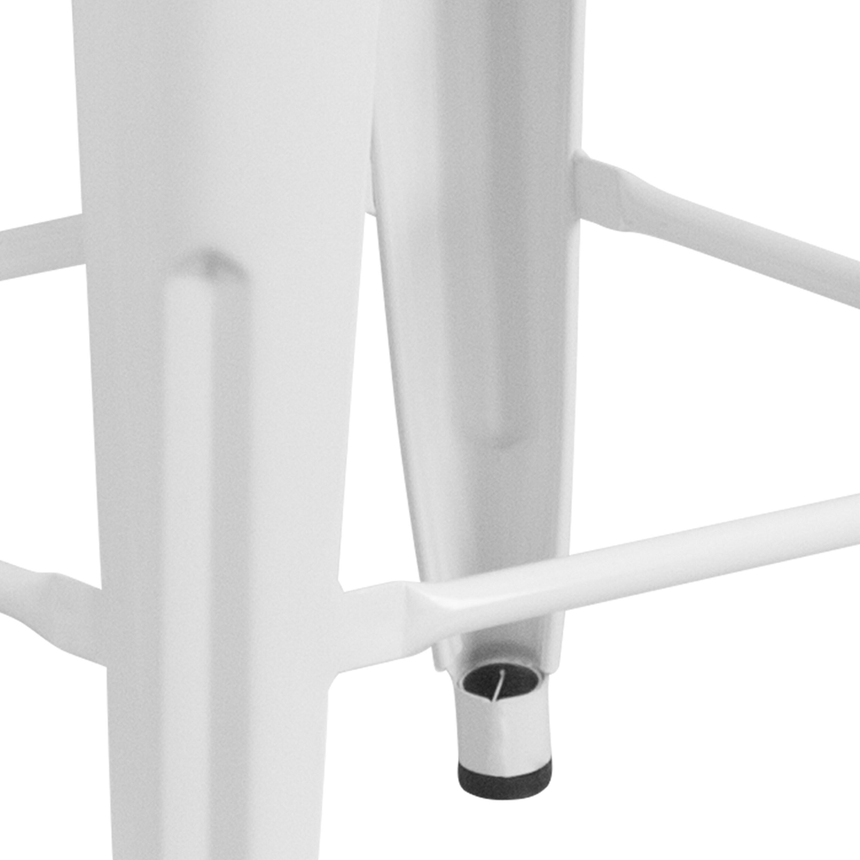 Flash Furniture Commercial Grade 24" High Backless White Metal Indoor-Outdoor Counter Height Stool with Square Seat