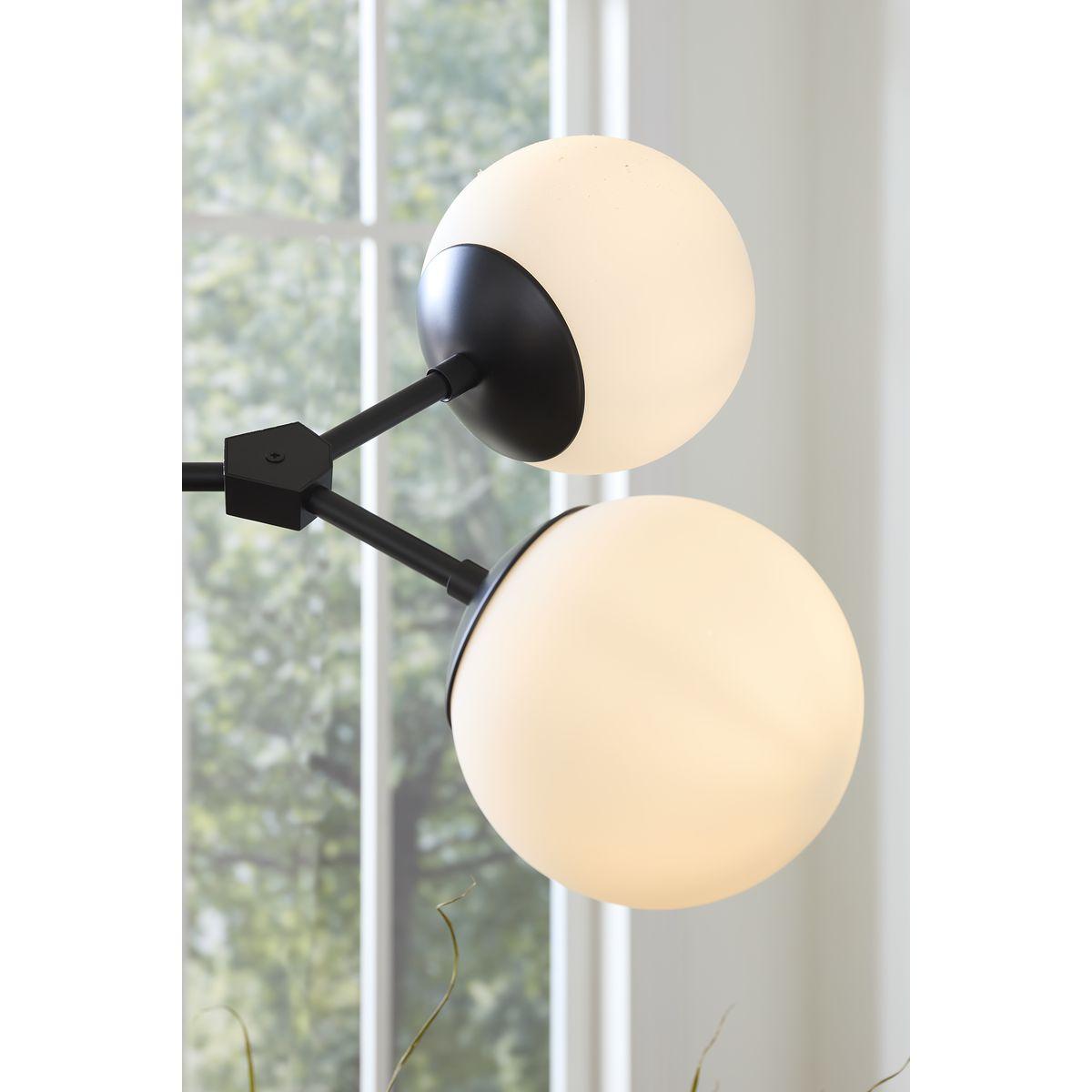 Progress Lighting Haas 6-Light Chandelier, Matte Black, Etched Opal Glass Globes, Design Series