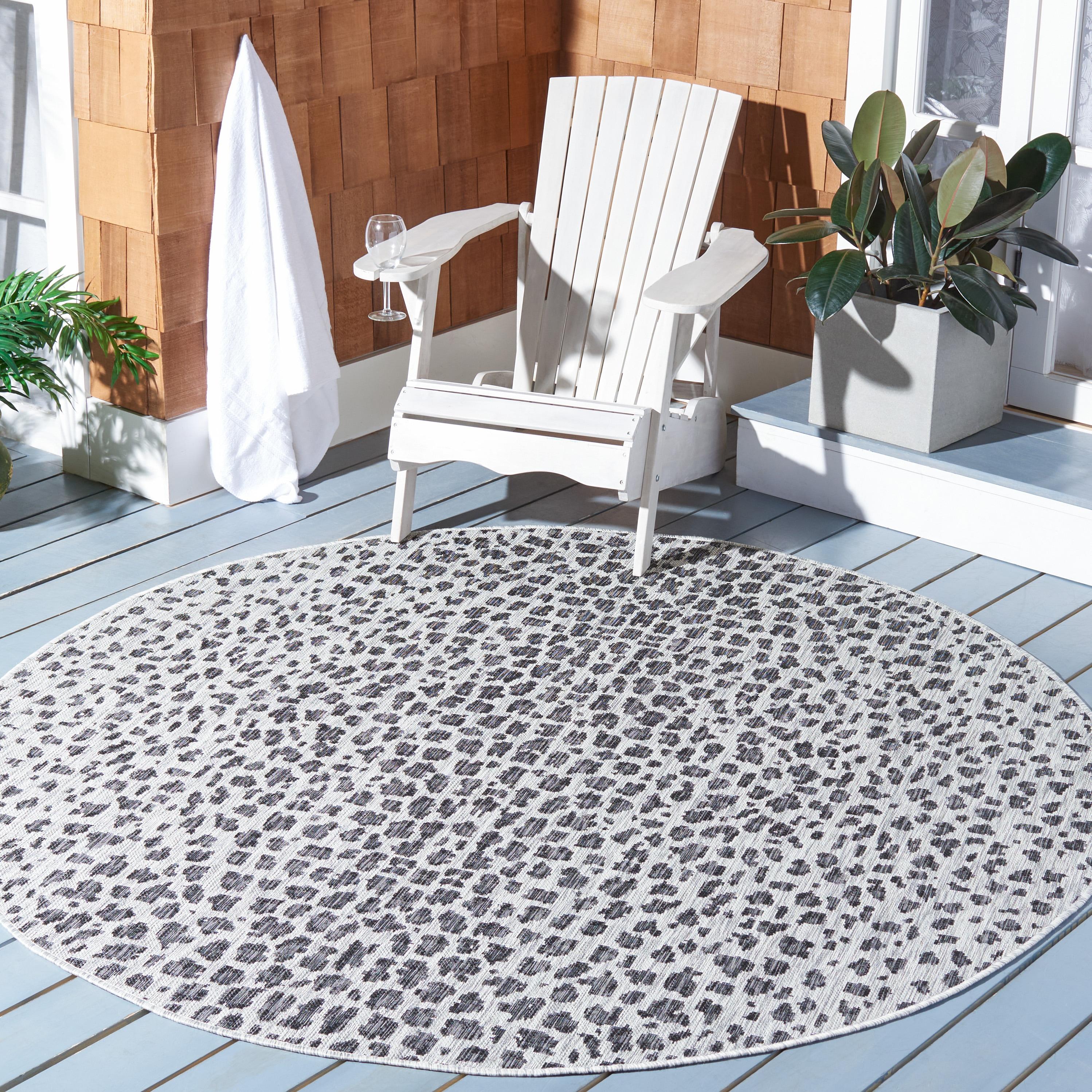 Courtyard CY8505 Power Loomed Indoor/Outdoor Area Rug - Gray/Black - 3' round - Safavieh.