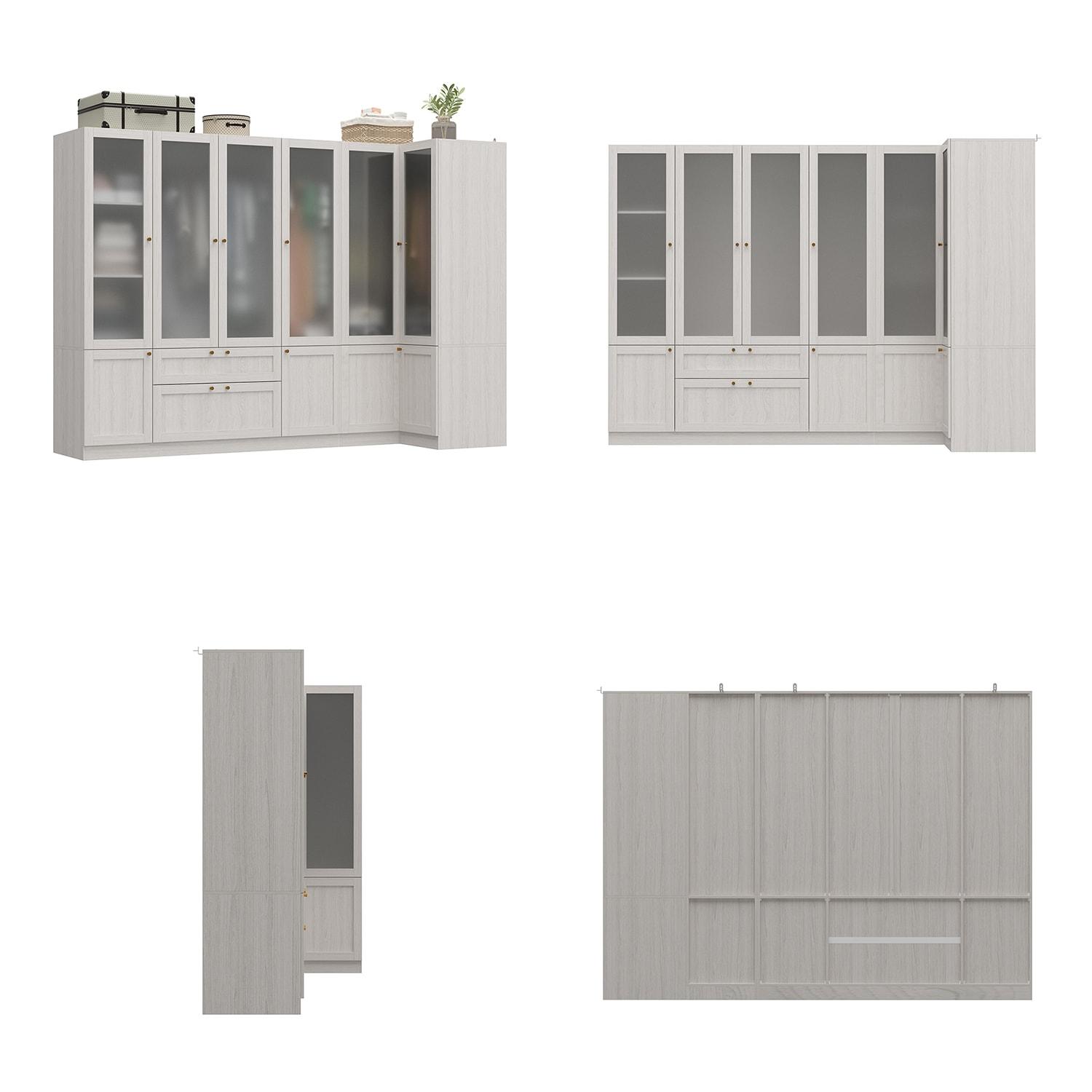 FUFU&GAGA Modern Simple Wardrobe Frosted Glass Door Combination Clothes Storage Cabinet Armoire