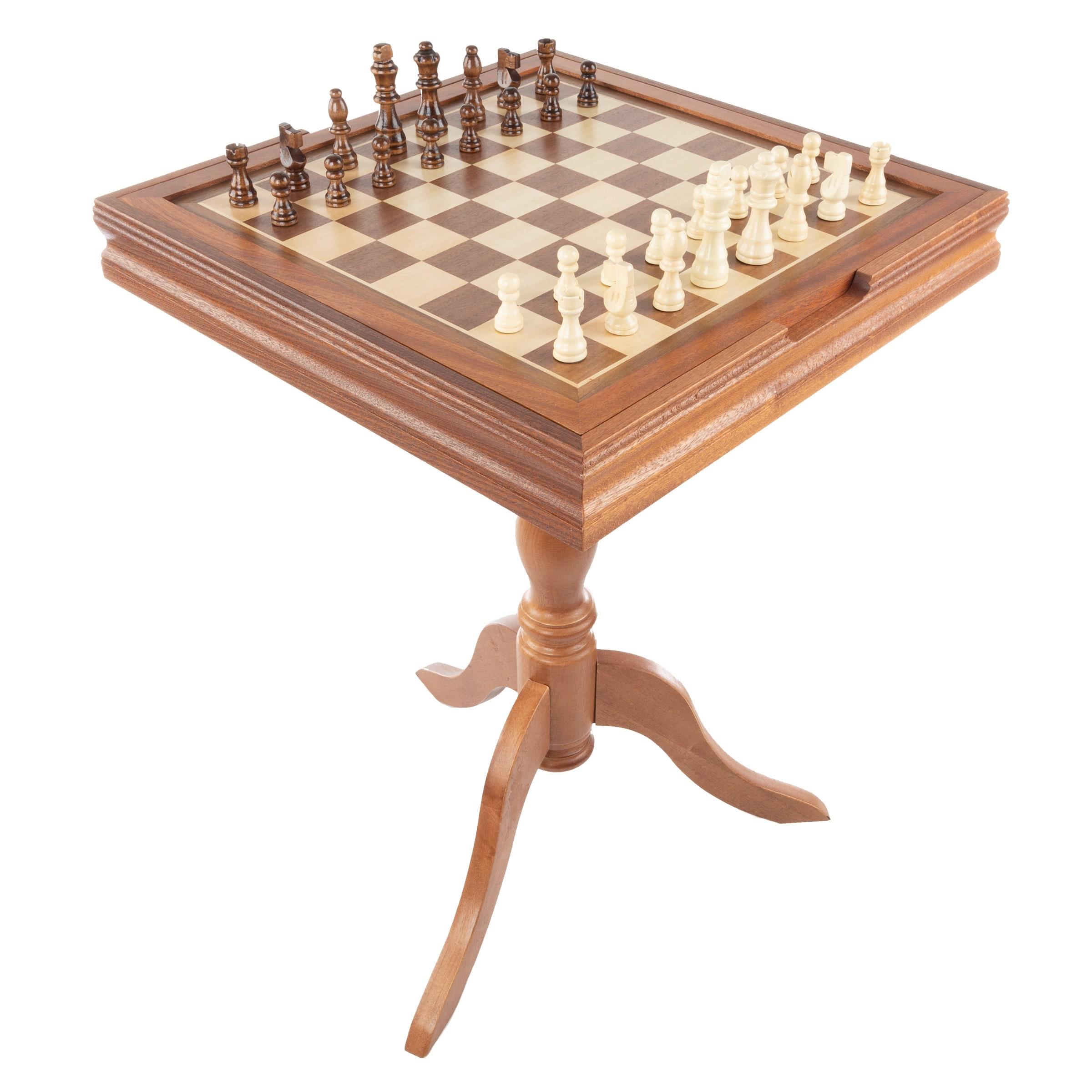 Toy Time Chess and Backgammon Pedestal End Table - Brown