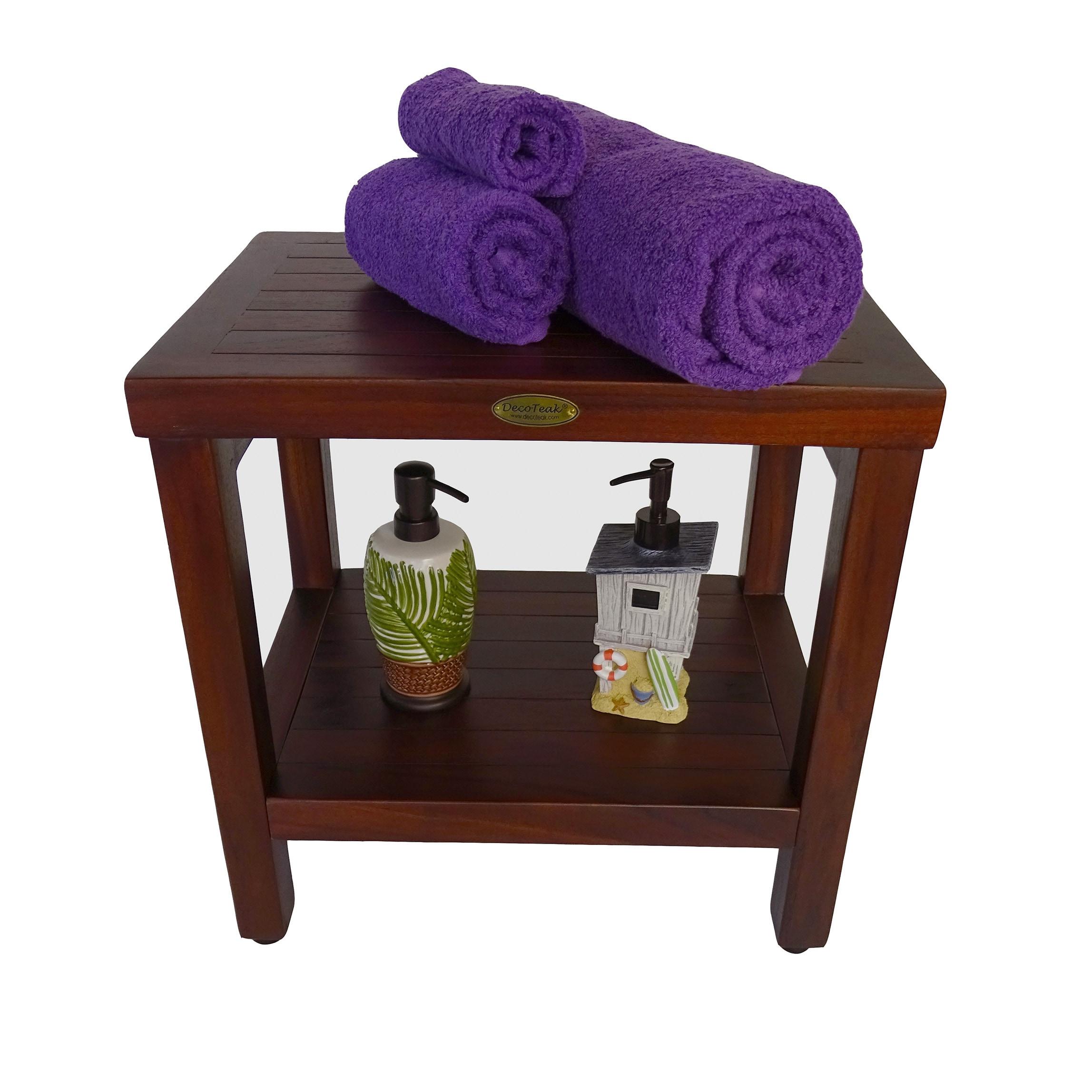 Decoteak Eleganto, Teak Shower Bench, Teak Wood Shower Bench, Teak Shower Bench, Teak Shower Stool