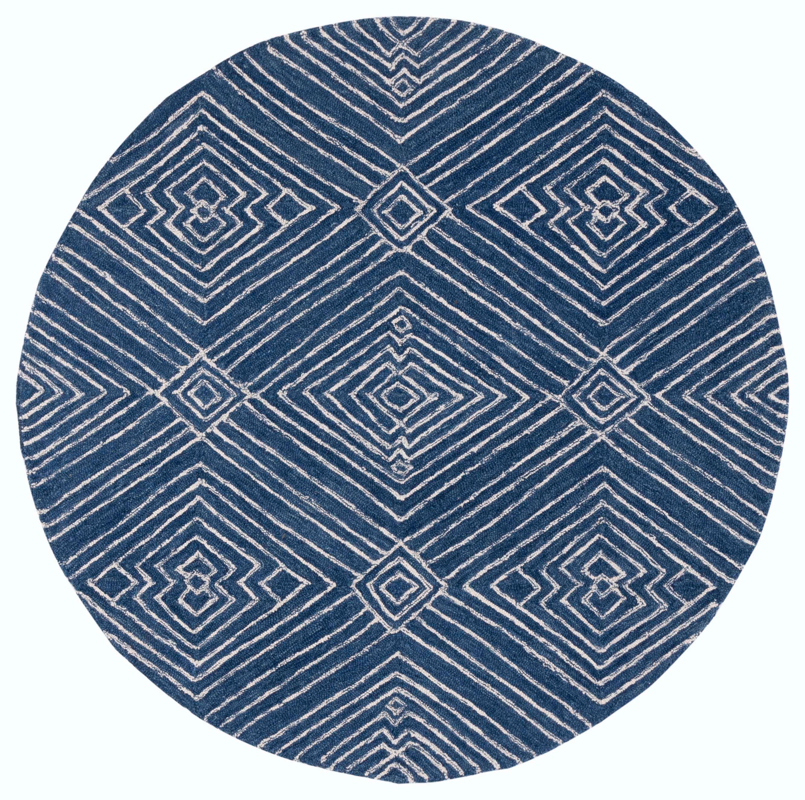 Micro-Loop MLP608 Hand Tufted Indoor Area Rug - Navy/Ivory - 5' Round - Safavieh