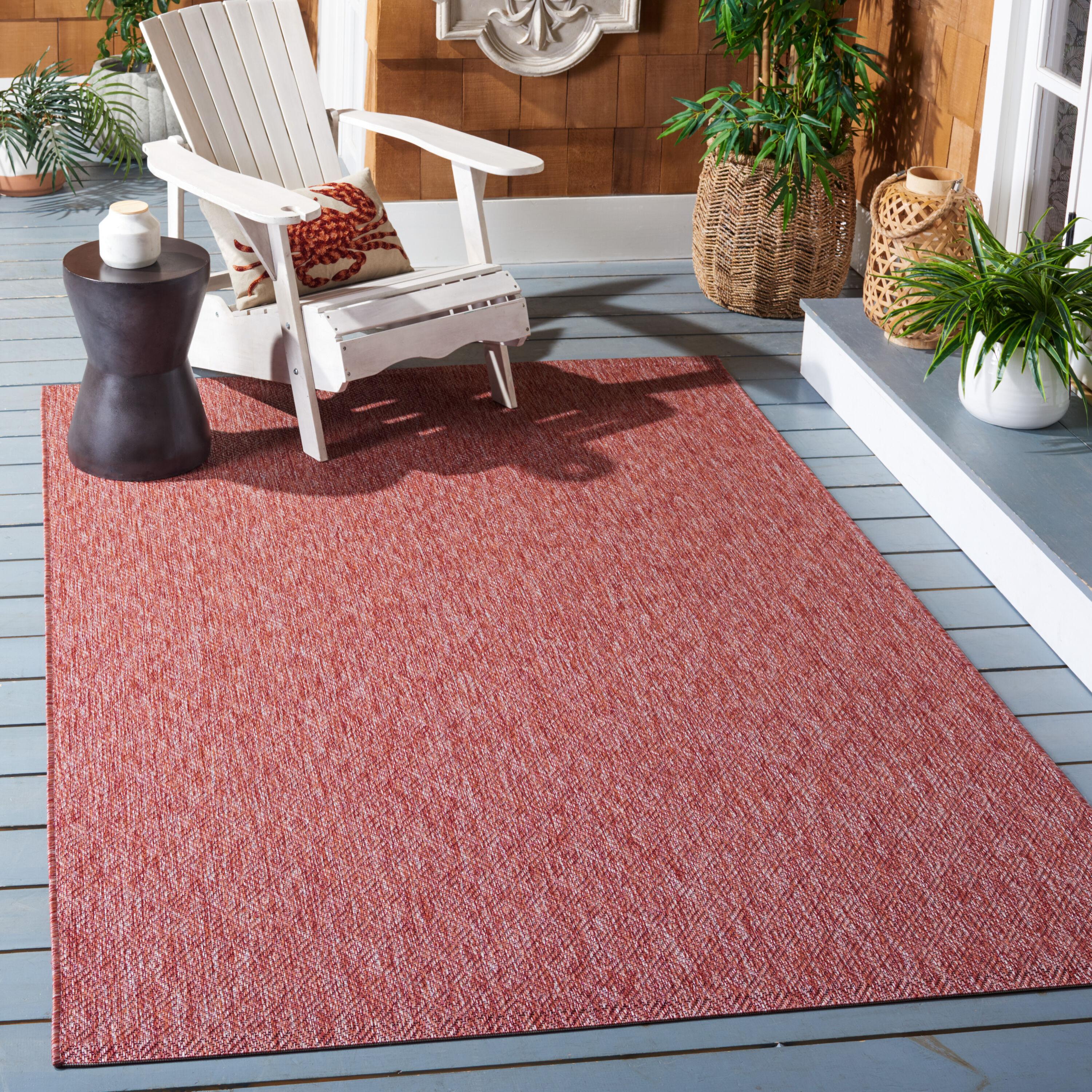 Courtyard CY8520 Power Loomed Indoor and Outdoor Area Rug - Red/Red - 6'7"x6'7" - Safavieh