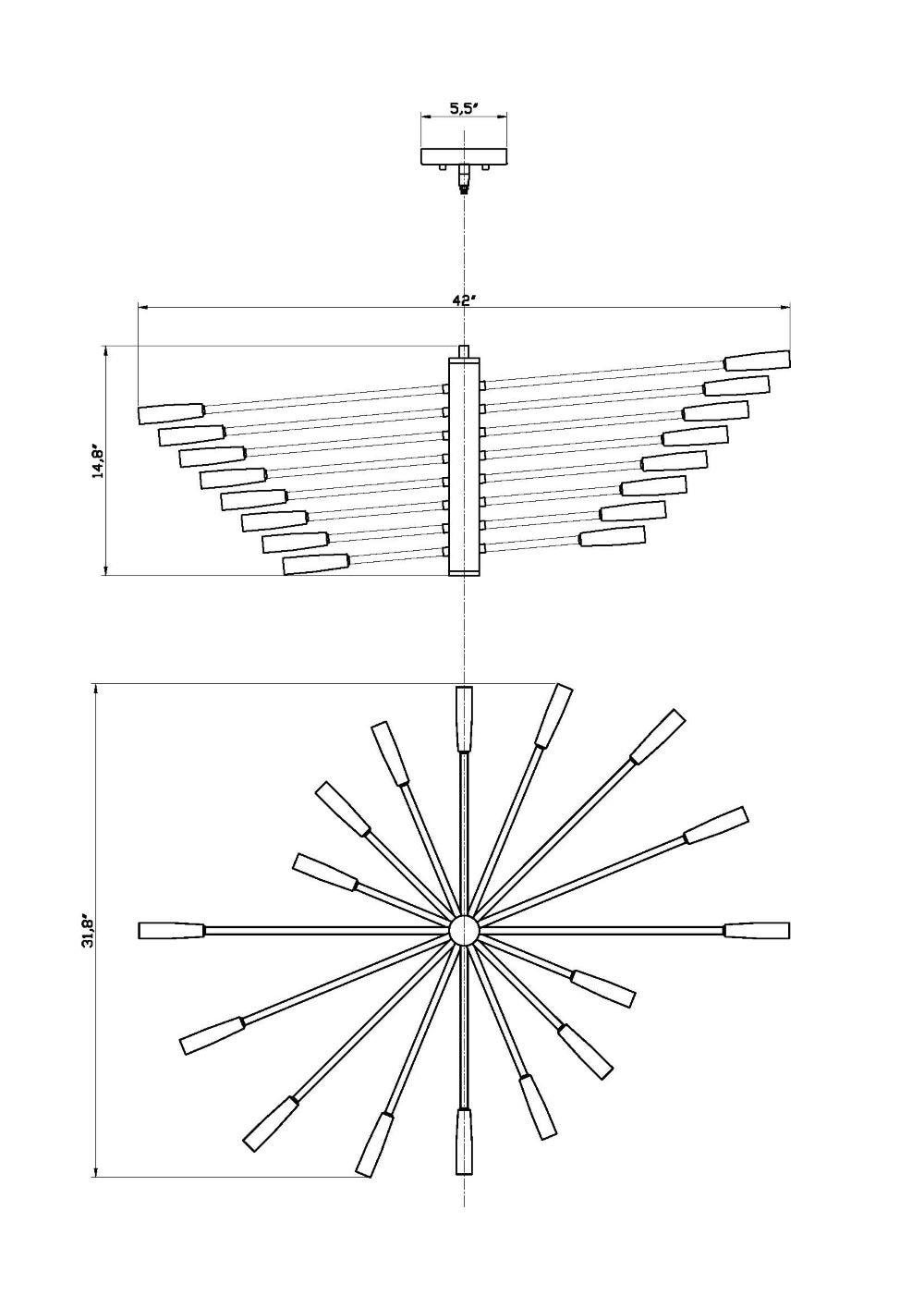 Z-Lite Ascension 16 - Light Chandelier in  Matte Black