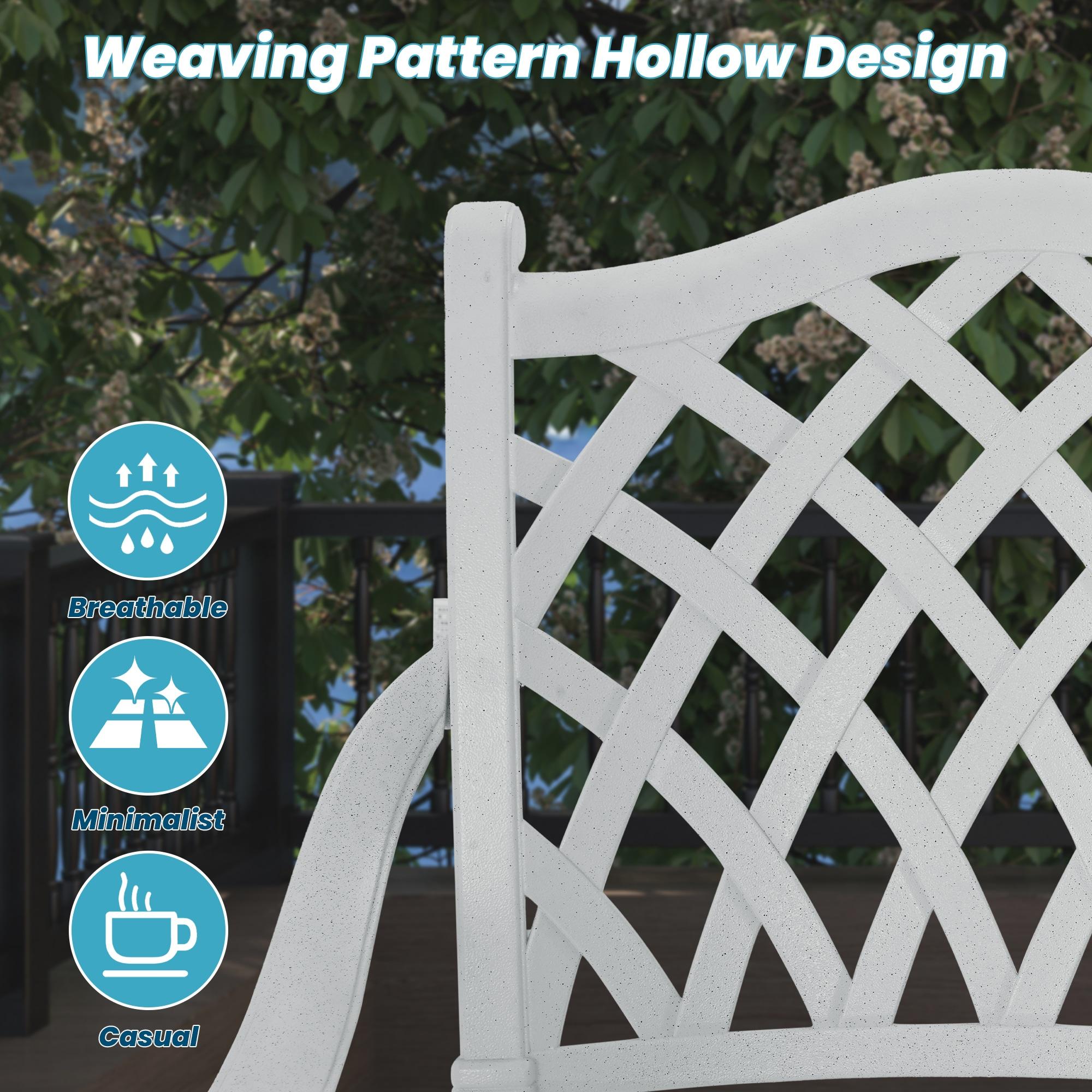 Mondawe Cast Aluminum Chair Woven Slatted AL Dining Chair White