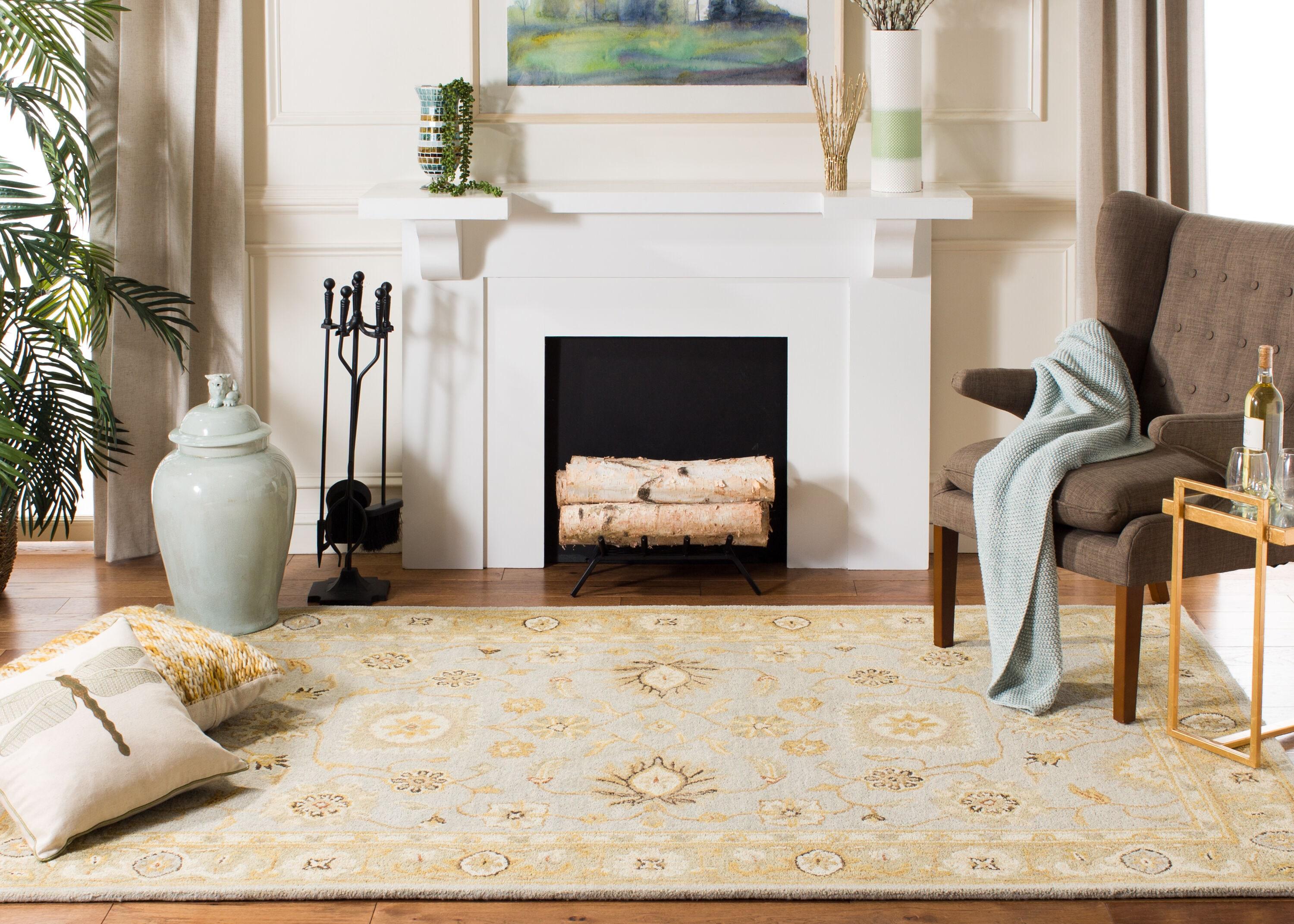 SAFAVIEH Anatolia Sherman Traditional Wool Area Rug, Light Blue/Sage, 9' x 12'