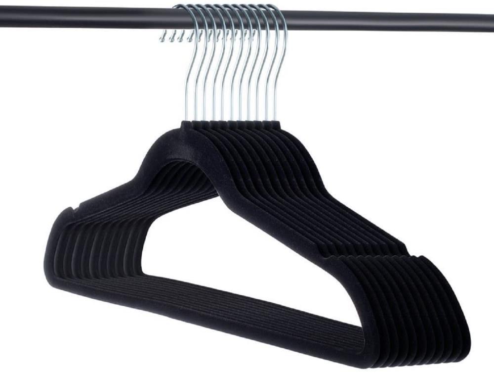 Honey-Can-Do Non-Slip Velvet Adult Clothes Hanger, Black, 50 Pack
