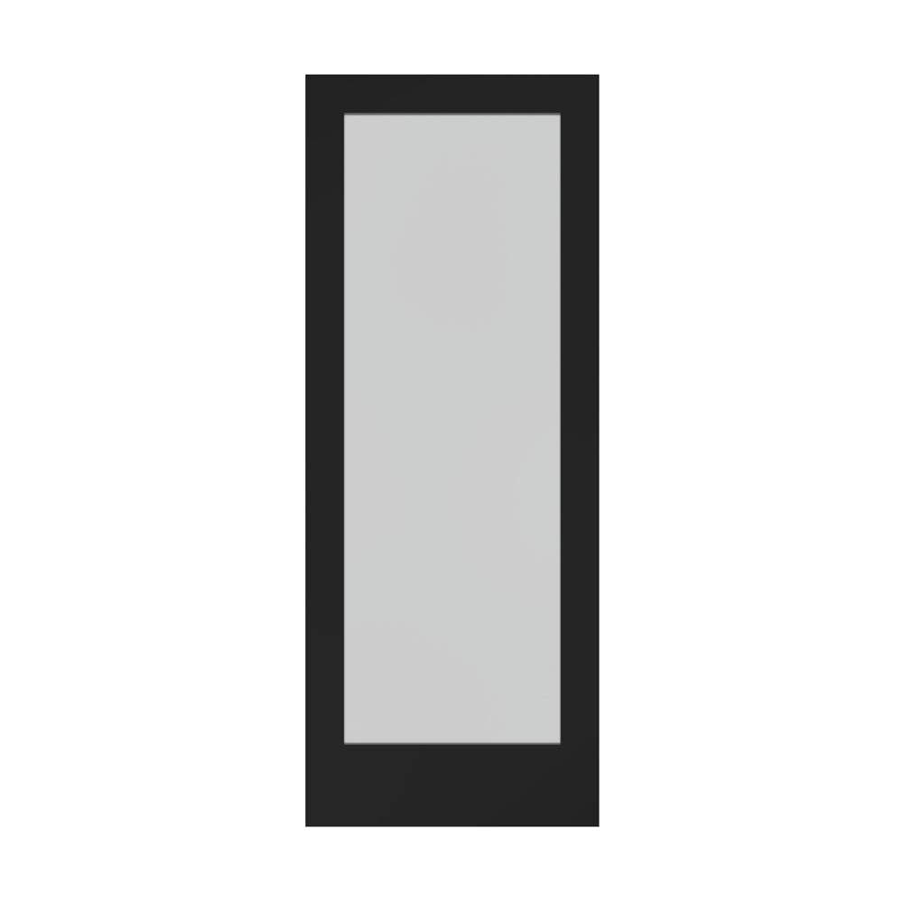 24" x 80" Black Frosted Glass Solid Wood Interior Door Slab