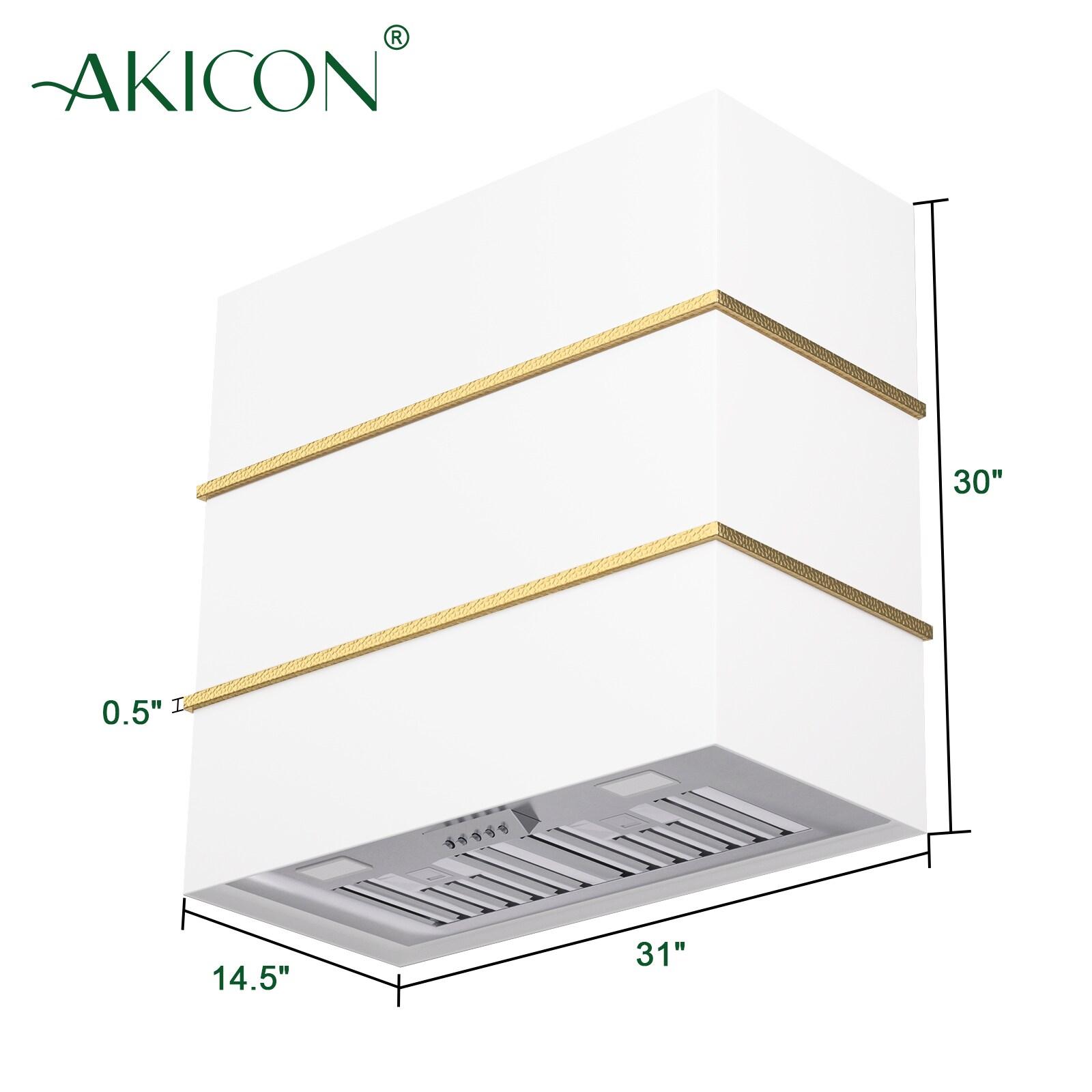 Akicon 30" Stainless Steel 600 CFM Ducted (Vented) Wall Mounted Required Range Hood