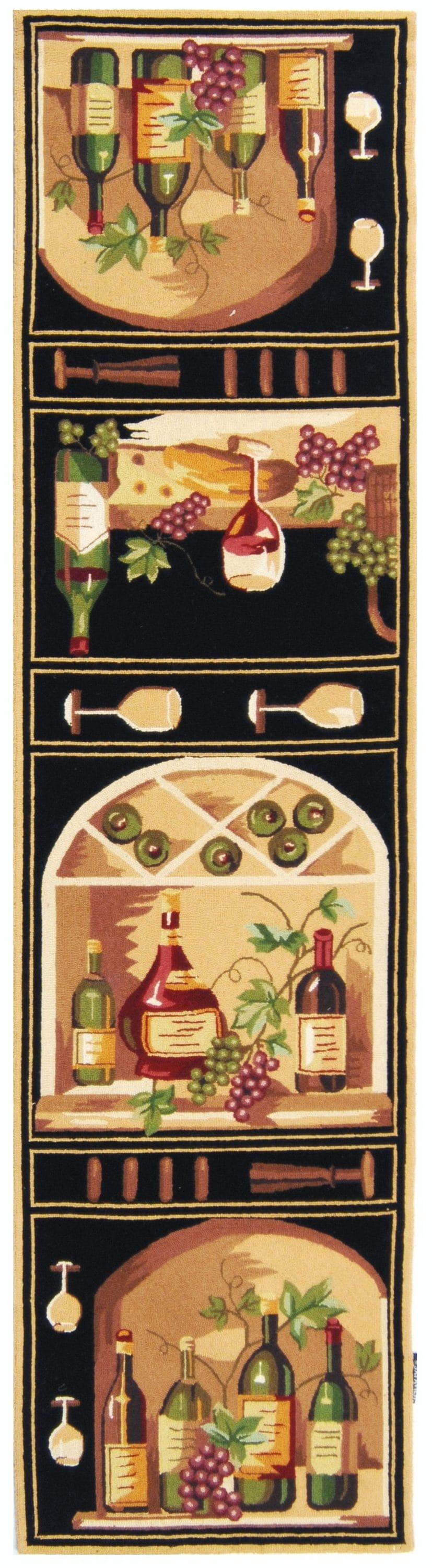 Chelsea HK254 Hand Hooked Runner Rug - Black/Multi - 2'6"x10' - Safavieh.