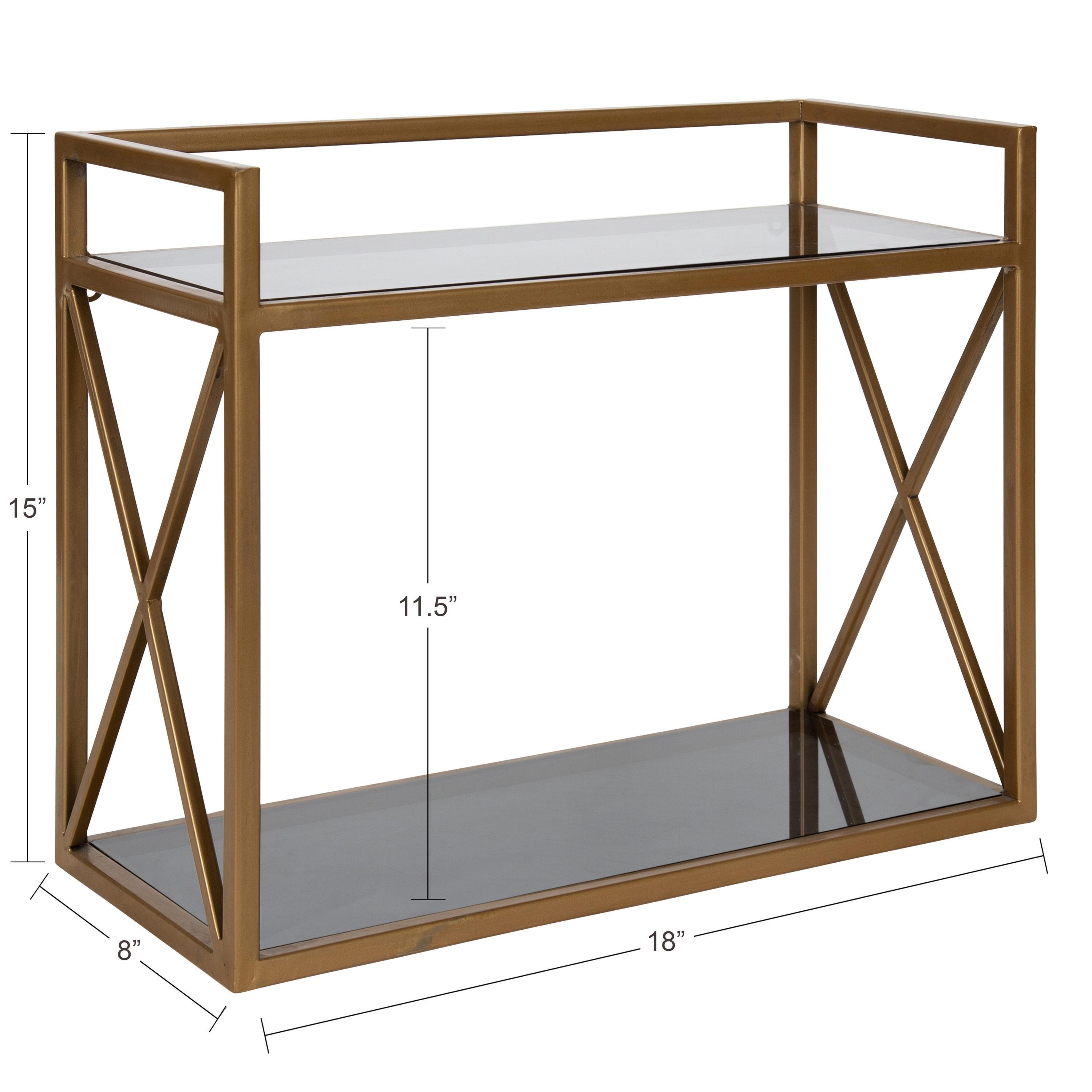 Kate & Laurel 18" x 8" x 15" Blex Metal and Glass Wall Shelf Gold -  All Things Decor: Floating, Tiered Storage