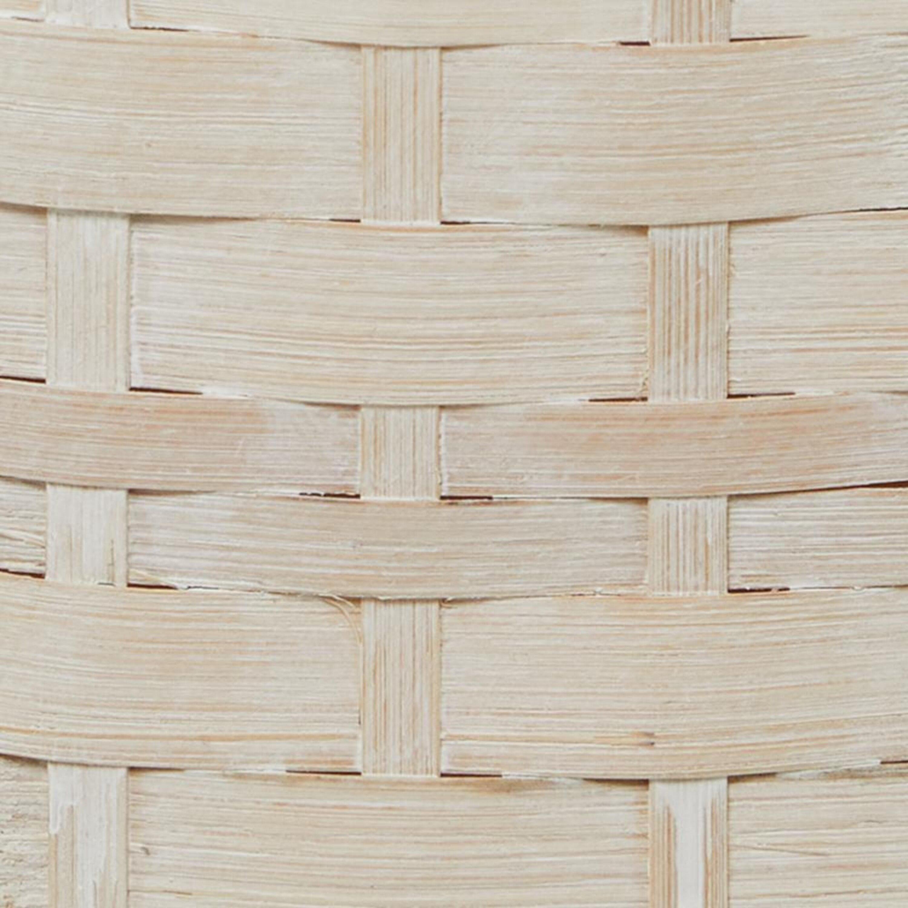 Studio 350 Florero Alto de Piso de Madera de Bambú Intrincadamente Tejido - Blanco O Marrón Blanco - 9"W, 48"H