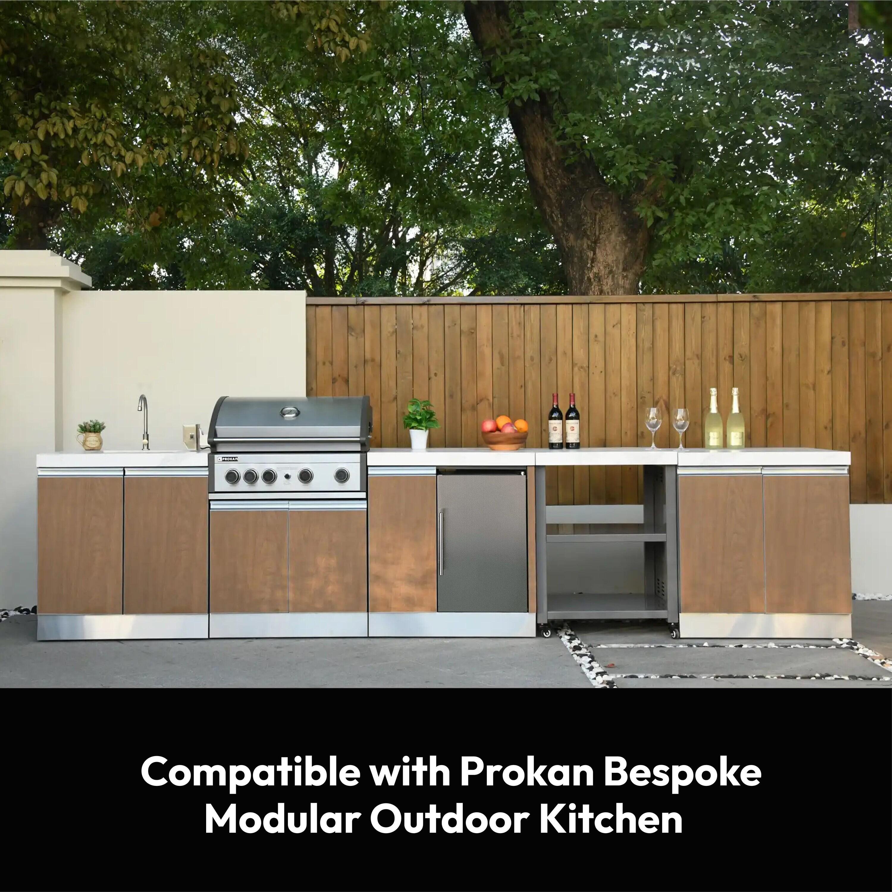 Prokan Bespoke 94" 5B - 3 Modular Outdoor Kitchen In Wood Pattern Panels