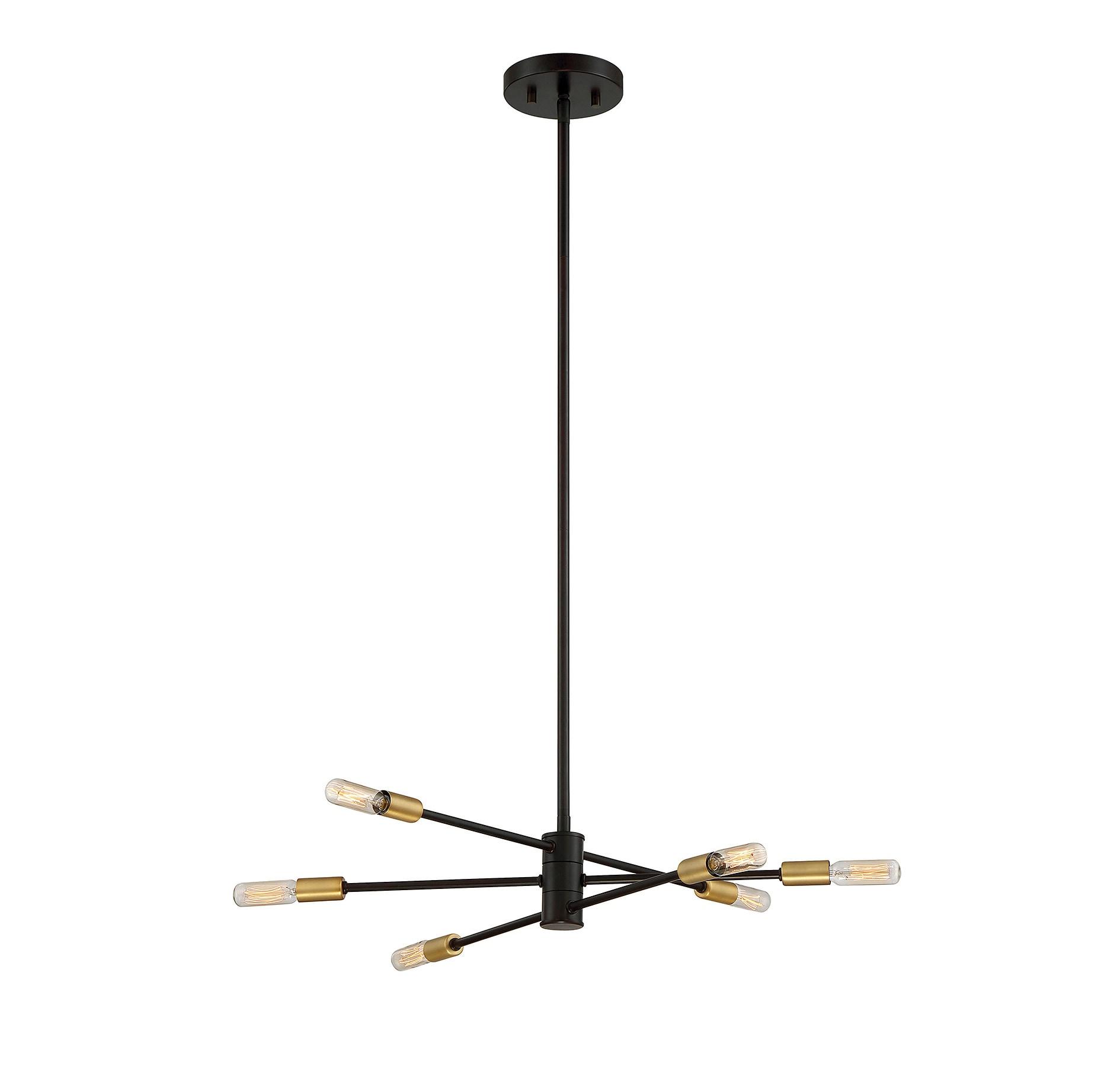 6 Light Chandelier In Industrial Style-7 Inches Tall And 21.75 Inches Wide-Bronze/Brass Finish    -Traditional Installation Savoy House 1-7000-6-77