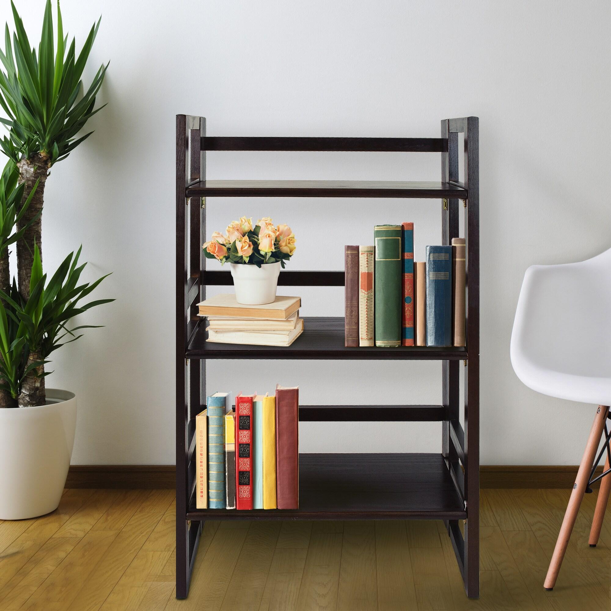 3-Shelf Folding Student Bookcase 20.75" Wide-Espresso
