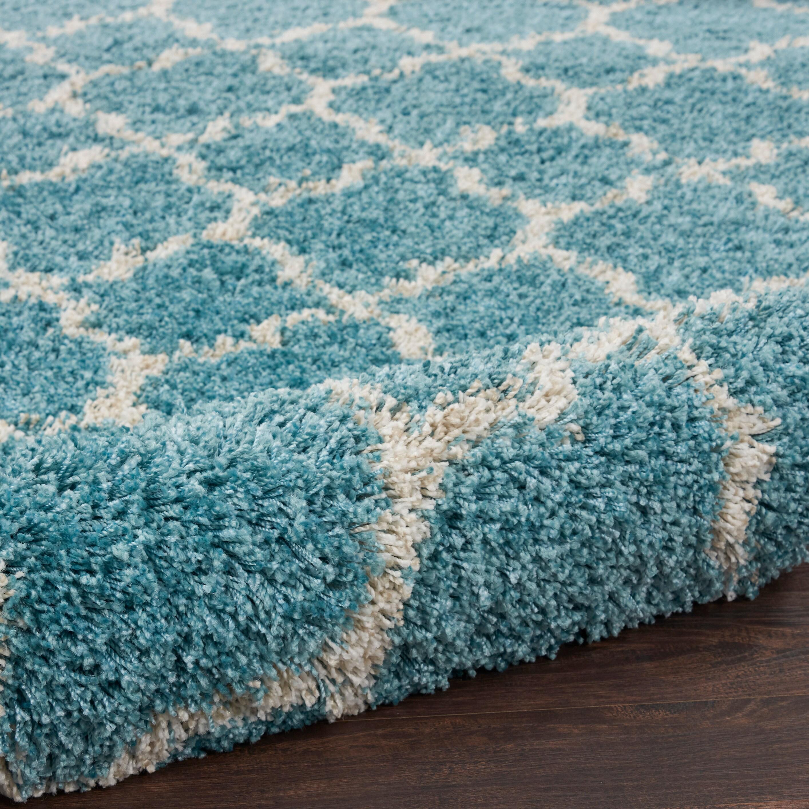 Nourison Amore Trellis Aqua 7'10" x 10'10" Area Rug, (8x11)