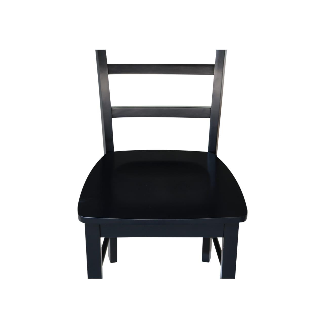 Set of 2 Madrid Ladderback Chairs Black - International Concepts: Solid Wood, Armless, Transitional Style