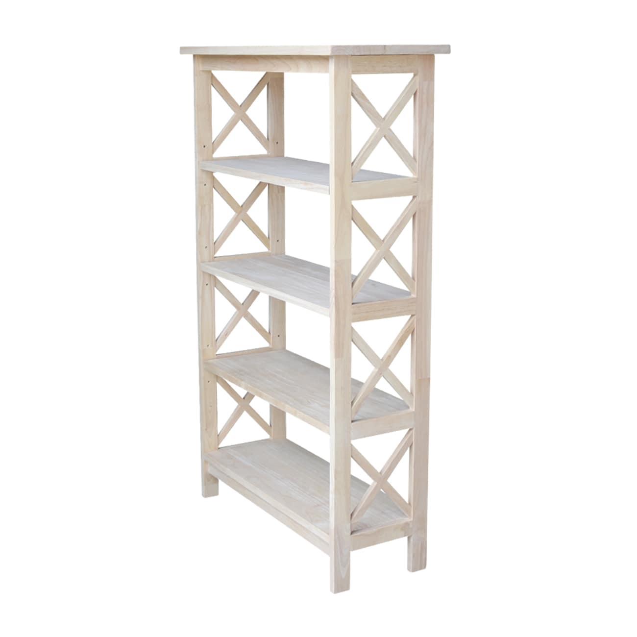 International Concepts 48" 4 Tier X-Sided Bookshelf: Hardwood Vertical Storage, Farmhouse Style, 30" Wide