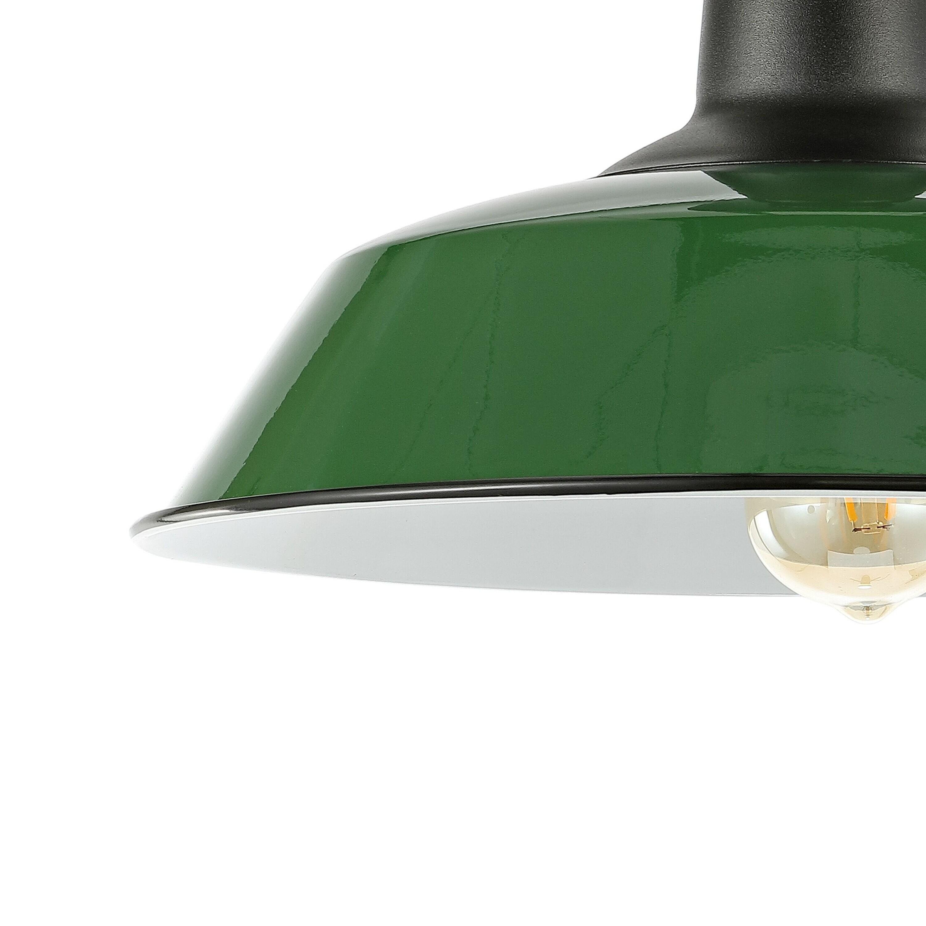 JONATHAN Y Camila 14" 1-Light Classic Industrial Indoor/Outdoor Iron LED Semi Flush Mount, Green/White, JYL7617F