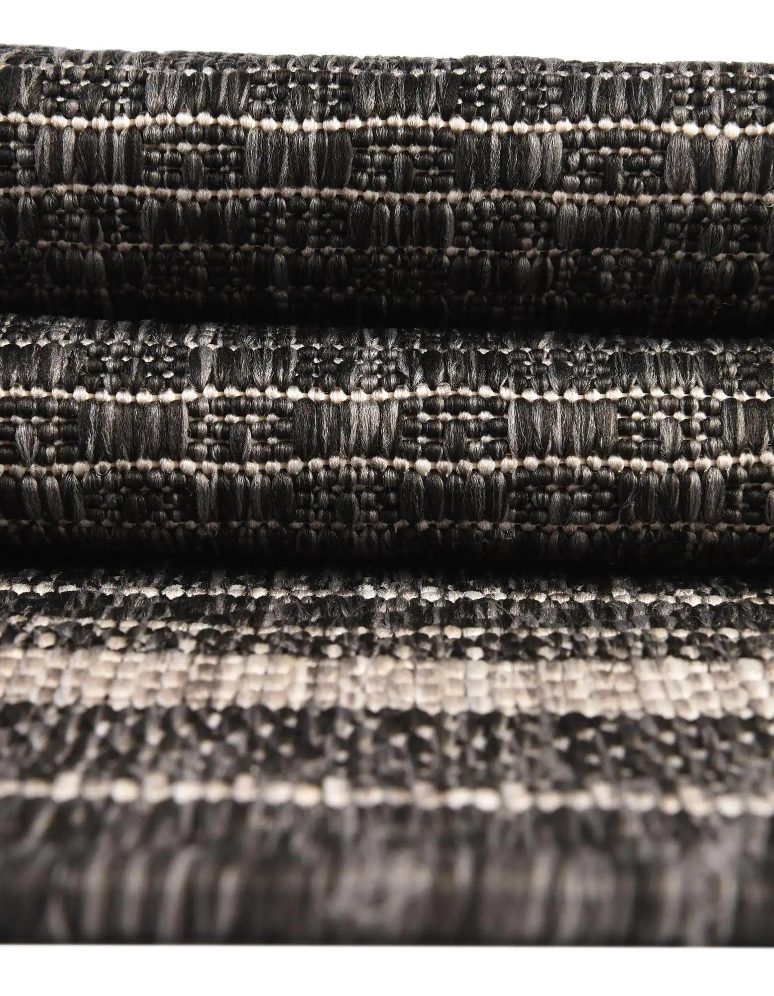 4' x 6' James Modern Border Stripe Indoor/Outdoor Area Rug, Black/Cream - JONATHAN Y