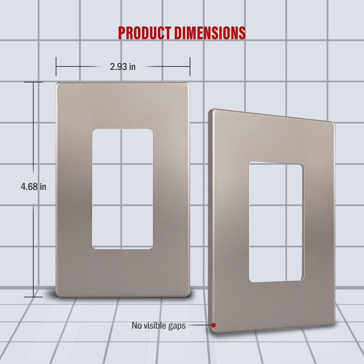 ENERLITES Elite Series Screwless Decorator Wall Plate Child Safe Outlet Cover, Size 1-Gang, Unbreakable Polycarbonate Thermoplastic, SI8831-NK, Nickel