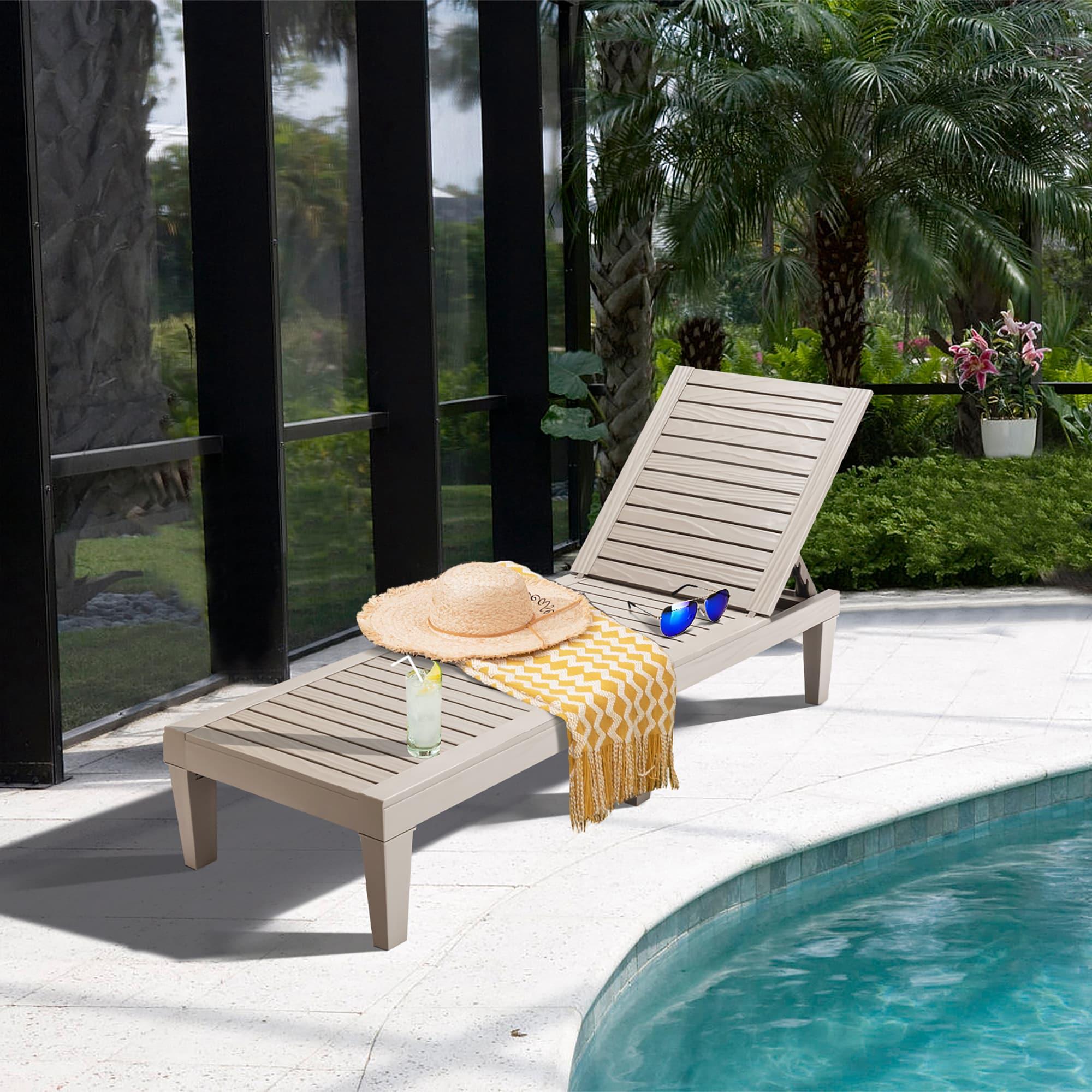 Topcobe Silla Reclinable de Exterior con Respaldo Ajustable en 5 Posiciones, Muebles para Terraza de Piscina, Marrón