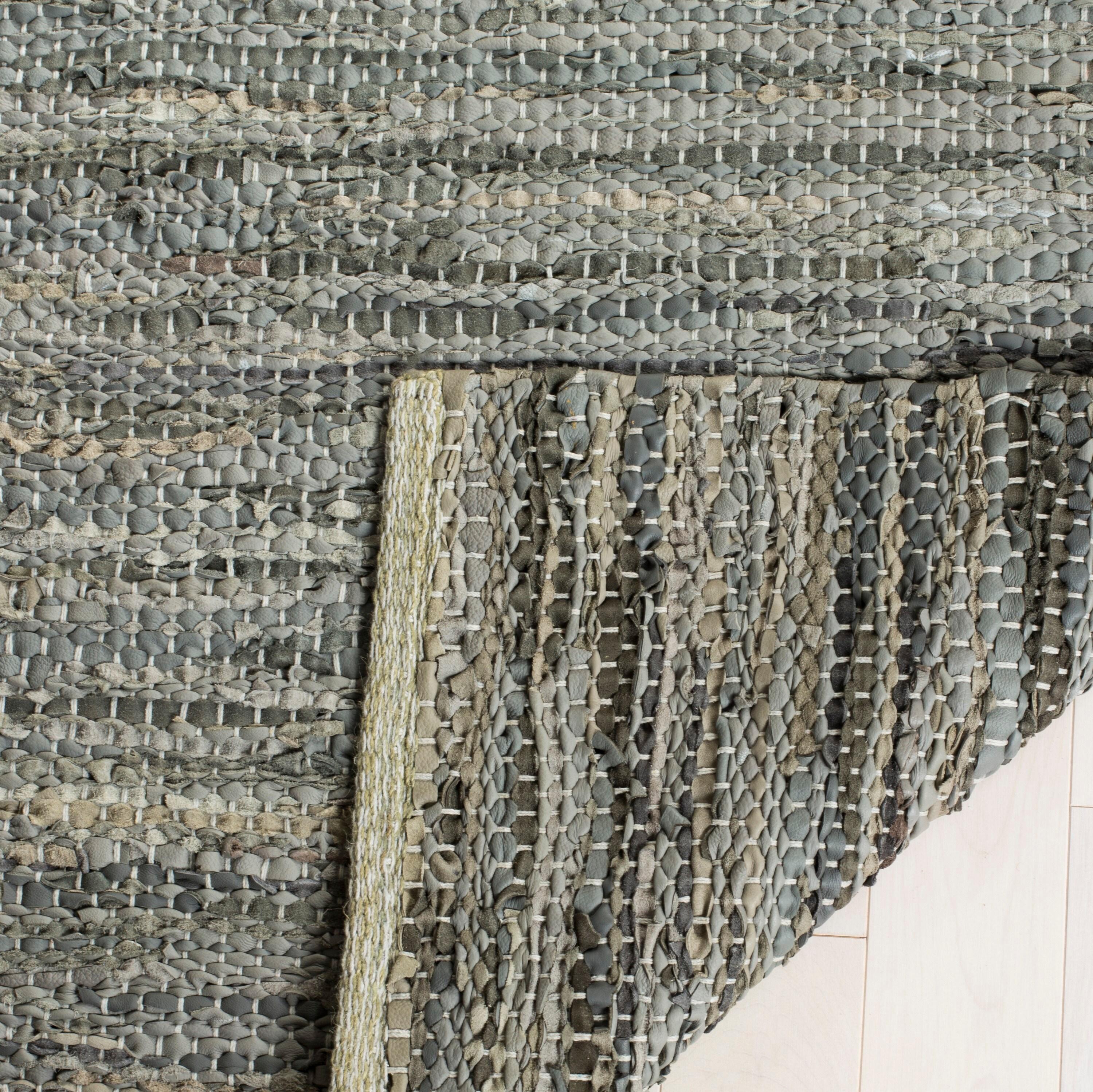 Vintage Leather VTL105 Hand Woven Indoor Runner Rug - Grey - 2'3"x6' - Safavieh.