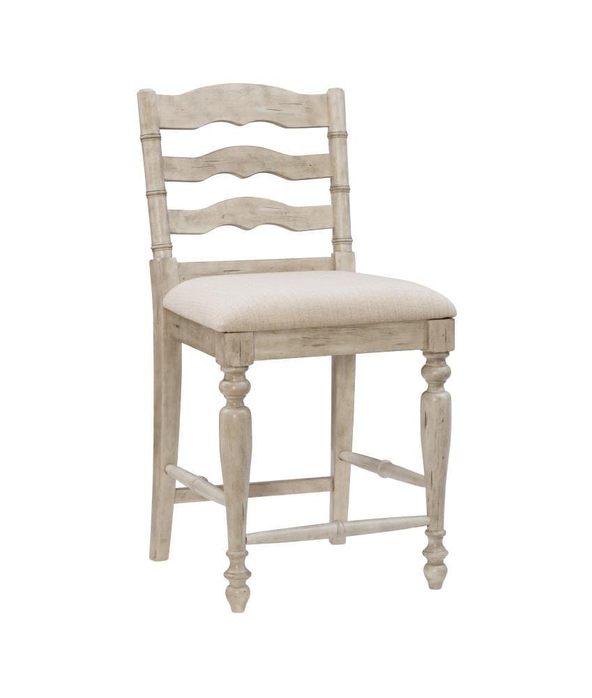 24" Marino Padded Seat Counter Height Barstool Upholstered Seat and Back White - Linon: Rubberwood Frame, Foam Fill, Ladder-Back Design