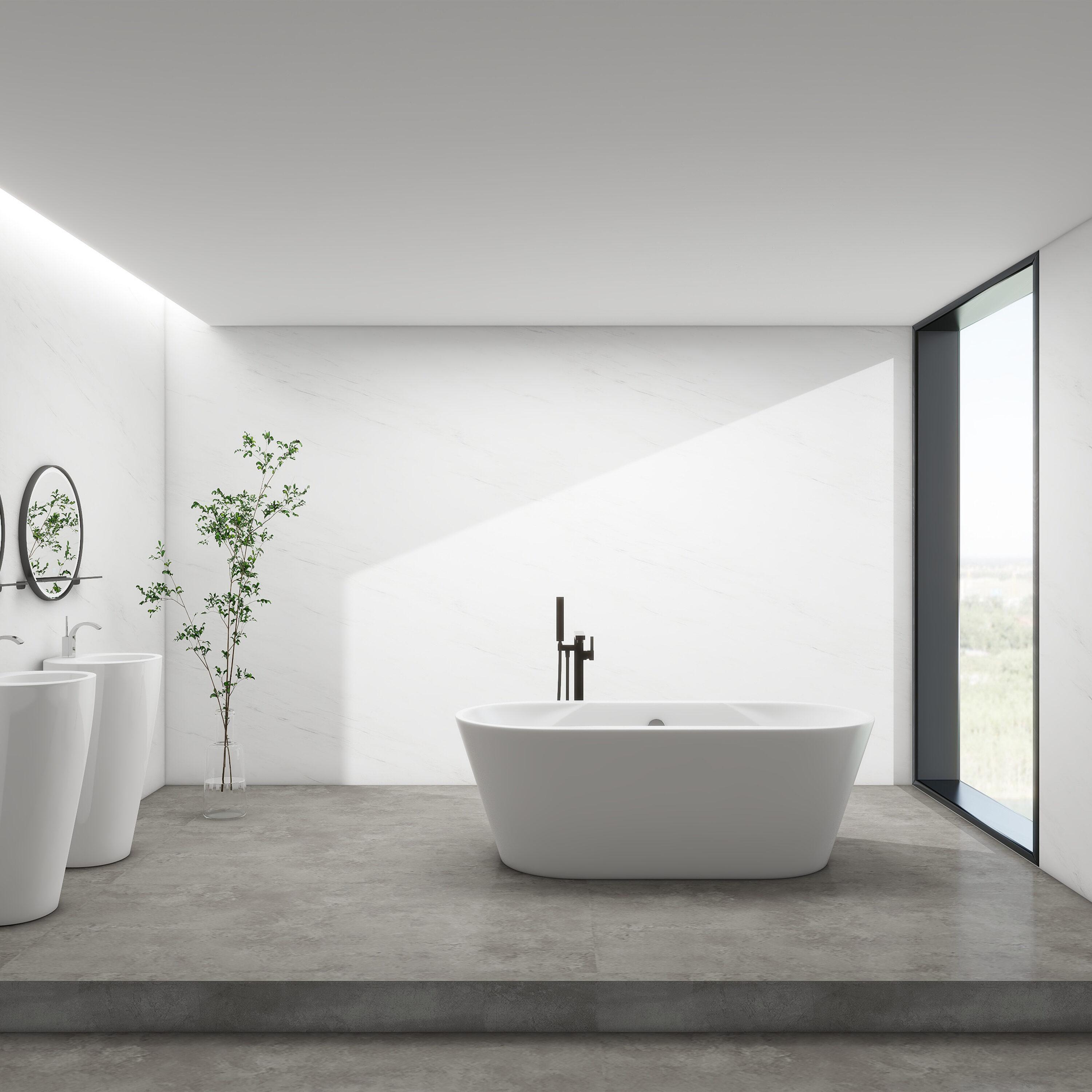Vanity Art 67" x 32" Acrylic Freestanding Bathtub Contemporary Soaking Tub with Overflow and Pop-Up Drain, VA6804