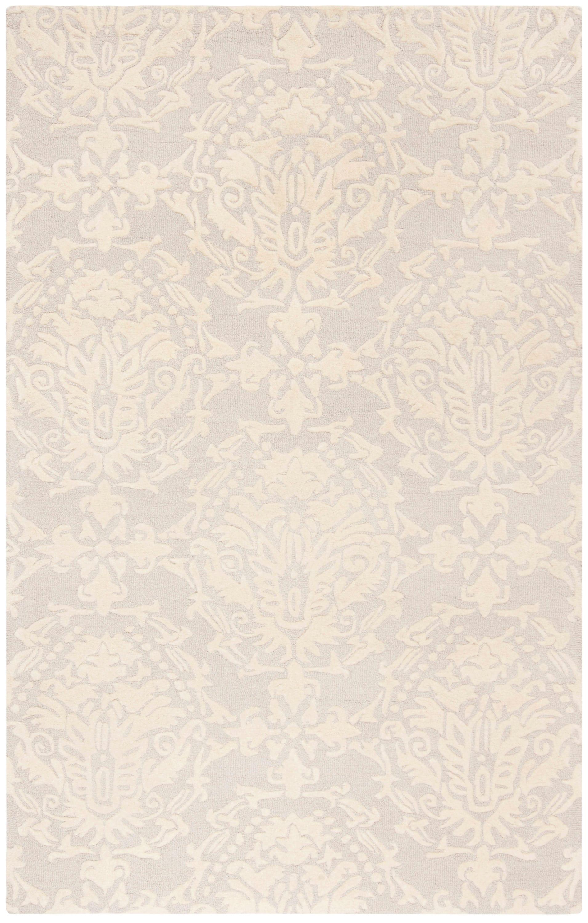 Blossom BLM107 Hand Tufted Indoor Area Rug - Light Grey/Ivory - 5'x8' - Safavieh