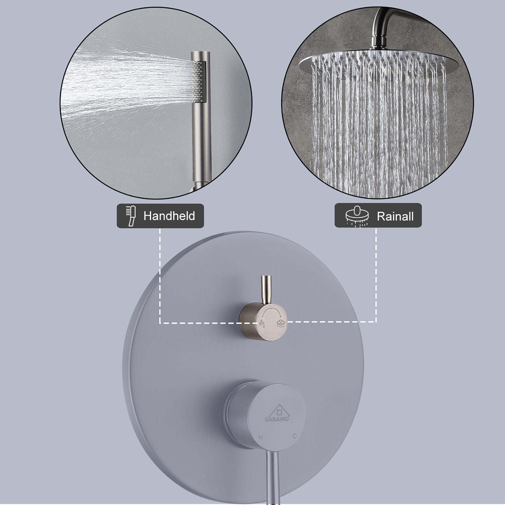 Pressure-Balanced Complete Shower System with 10-Inch Rain Shower Head, Handheld, Rough-in Valve