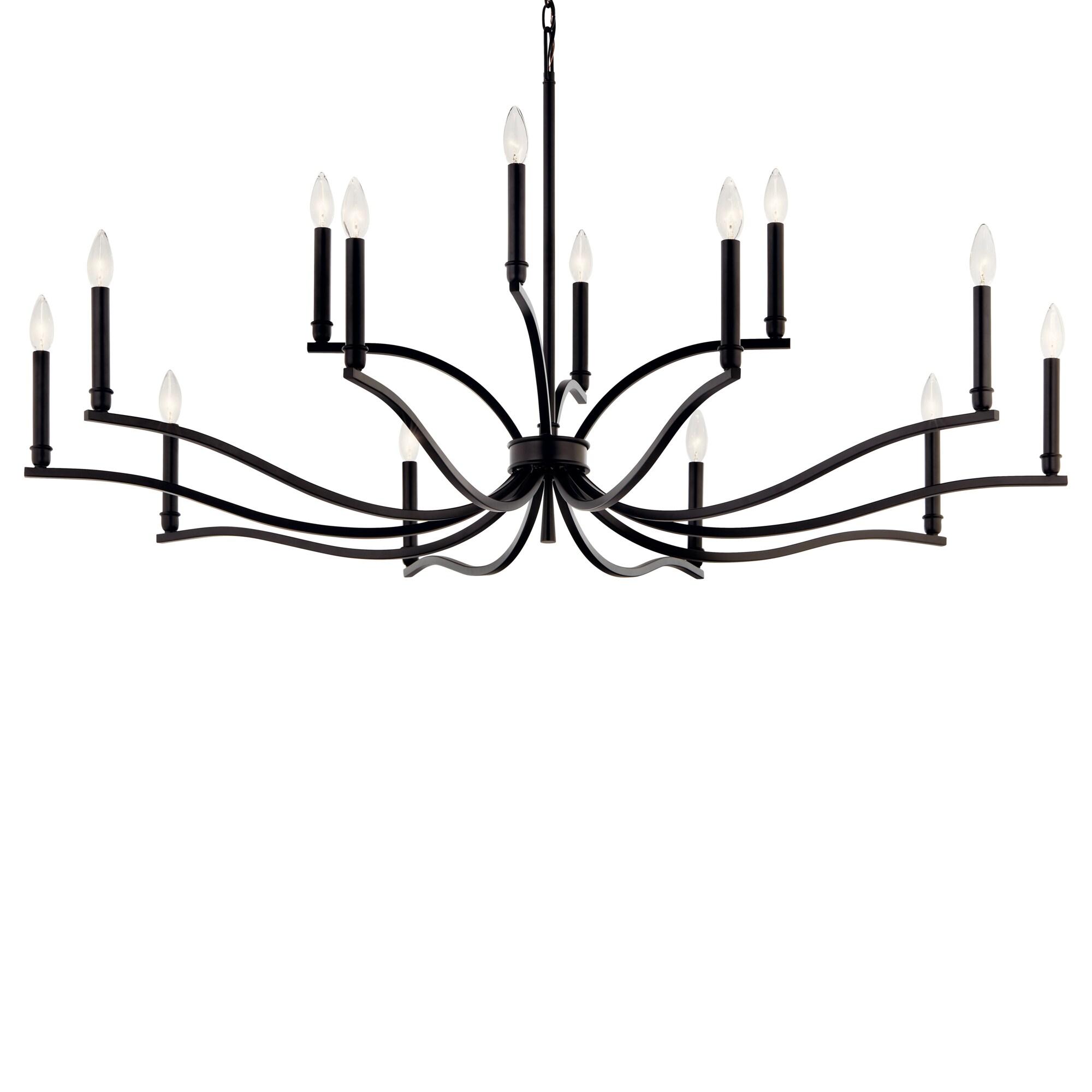 Malene Black 14-Light 2-Tier Candle Chandelier