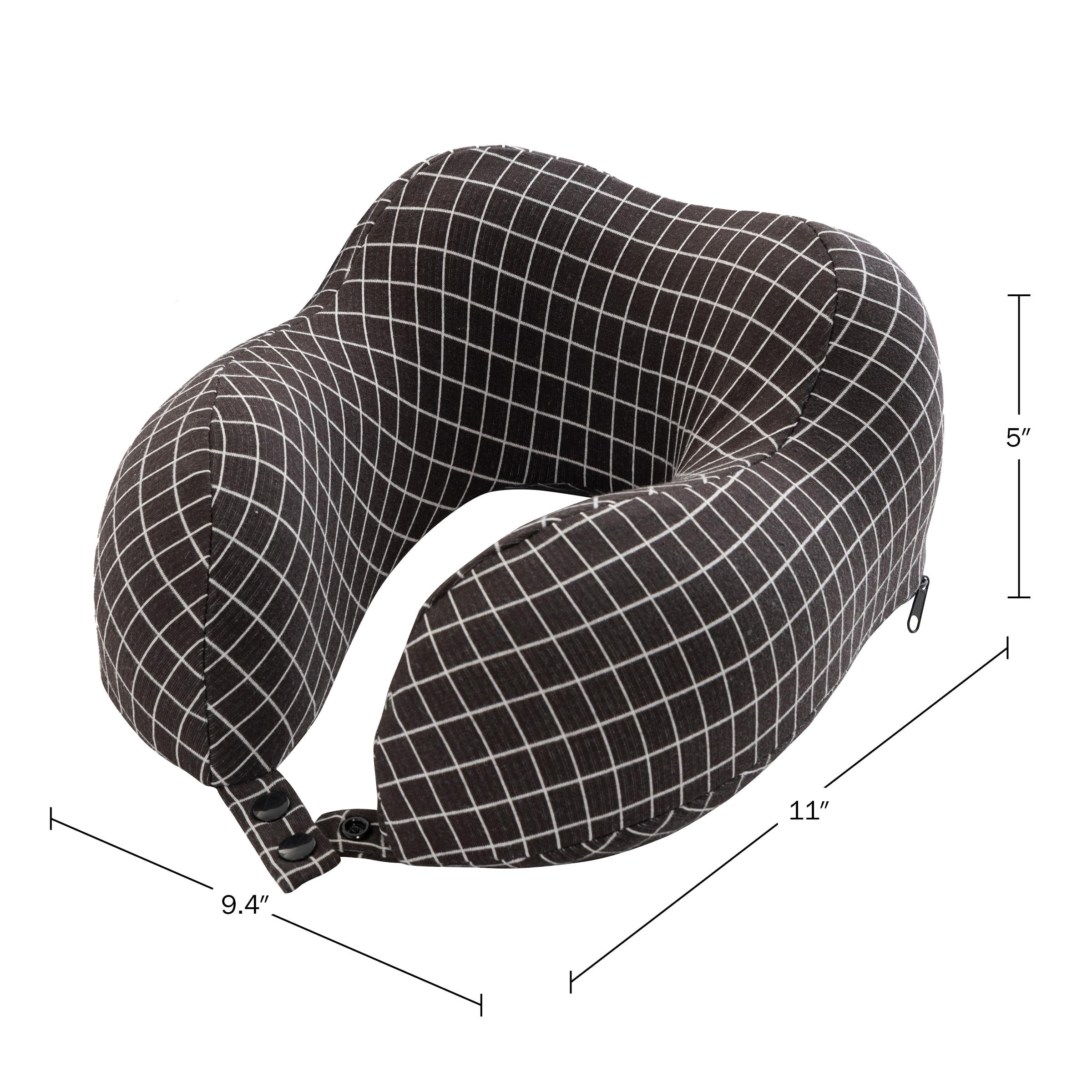 Travel Pillow - Memory Foam Pillow with Washable Cover - Neck Pillows for Sleeping on Airplanes, Trains, Cars, and Buses by Home-Complete (Black)